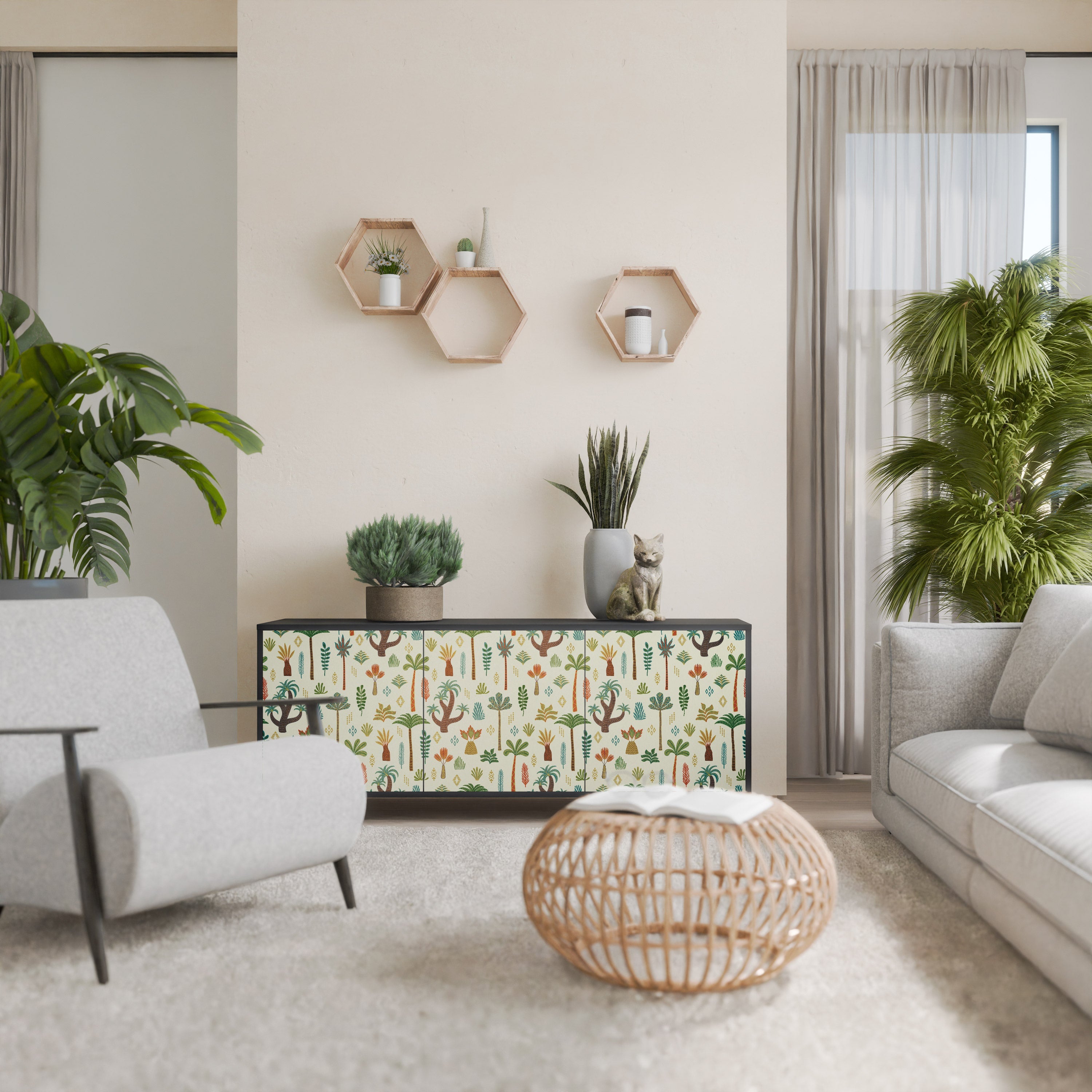 Μπουφές PALM SPRING 3θυρο σε μαύρο φινίρισμα