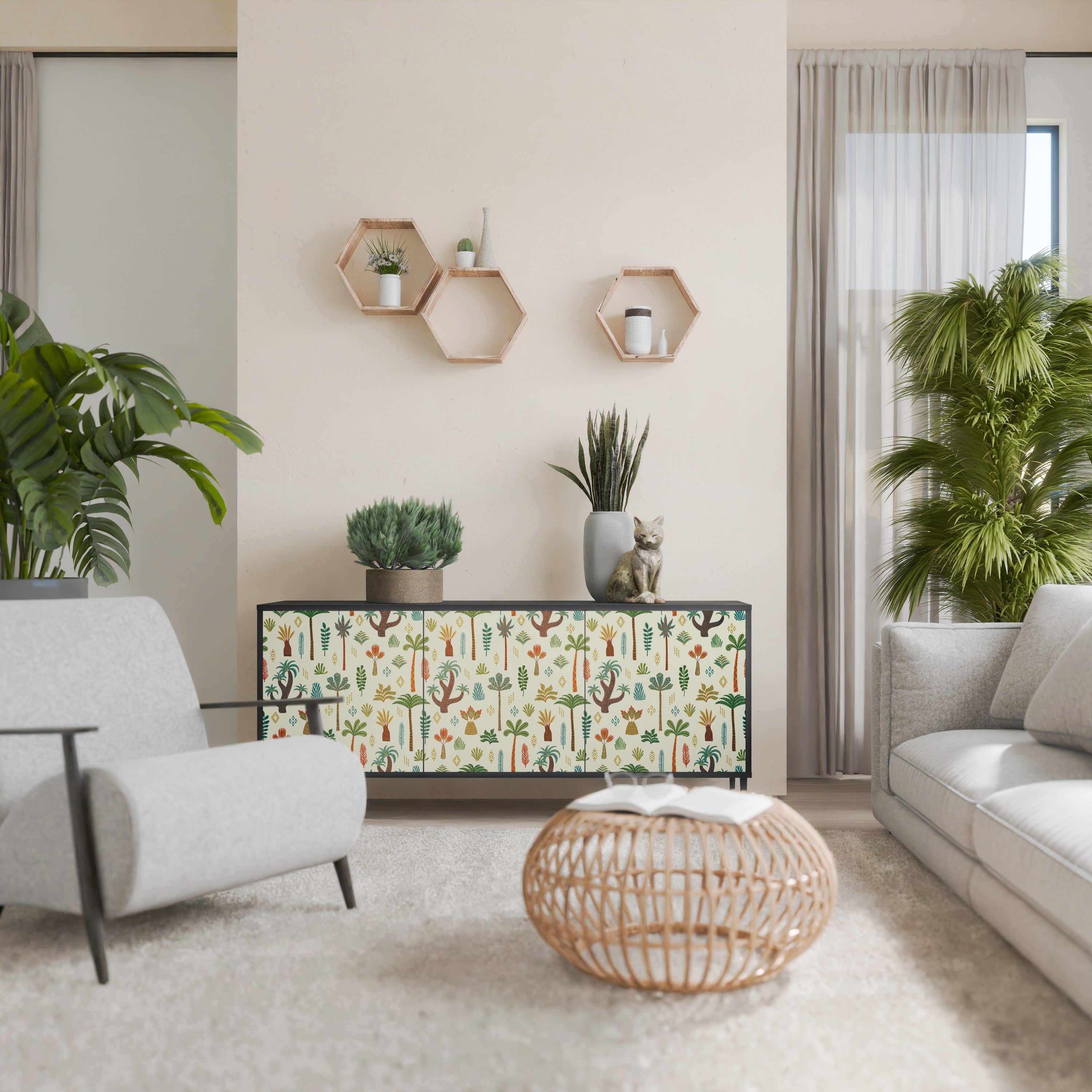 Μπουφές PALM SPRING 3θυρο σε μαύρο φινίρισμα