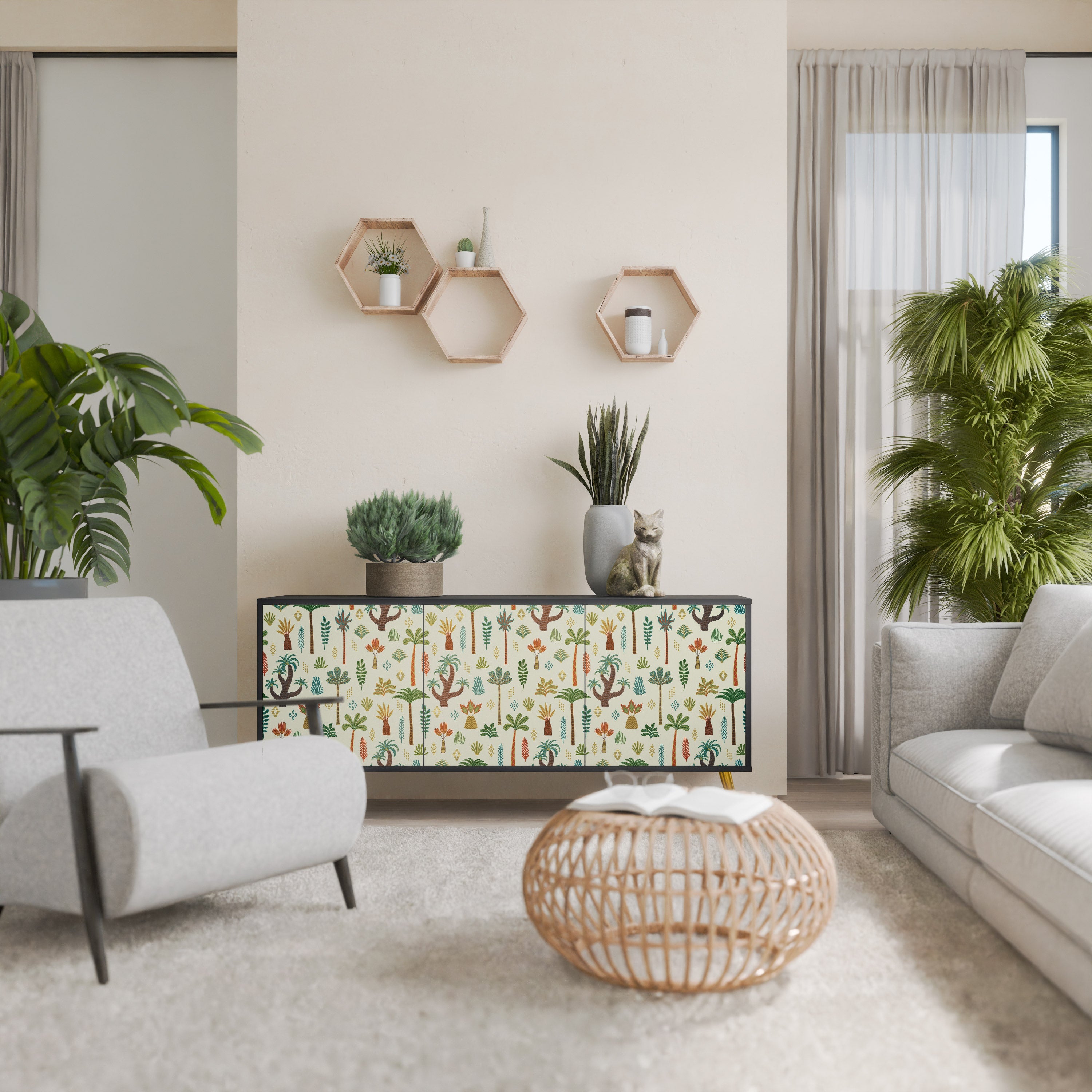Μπουφές PALM SPRING 3θυρο σε μαύρο φινίρισμα