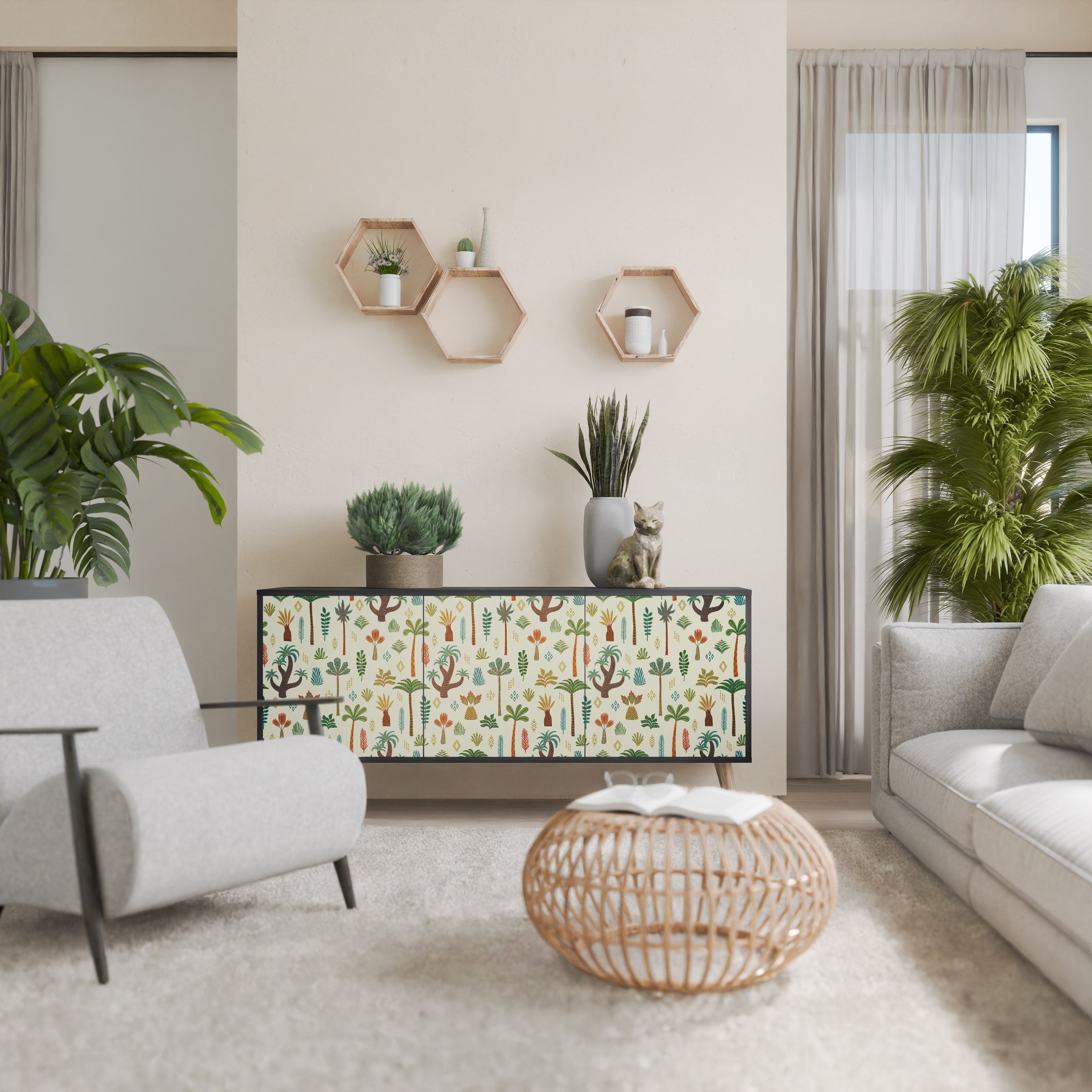 Μπουφές PALM SPRING 3θυρο σε μαύρο φινίρισμα