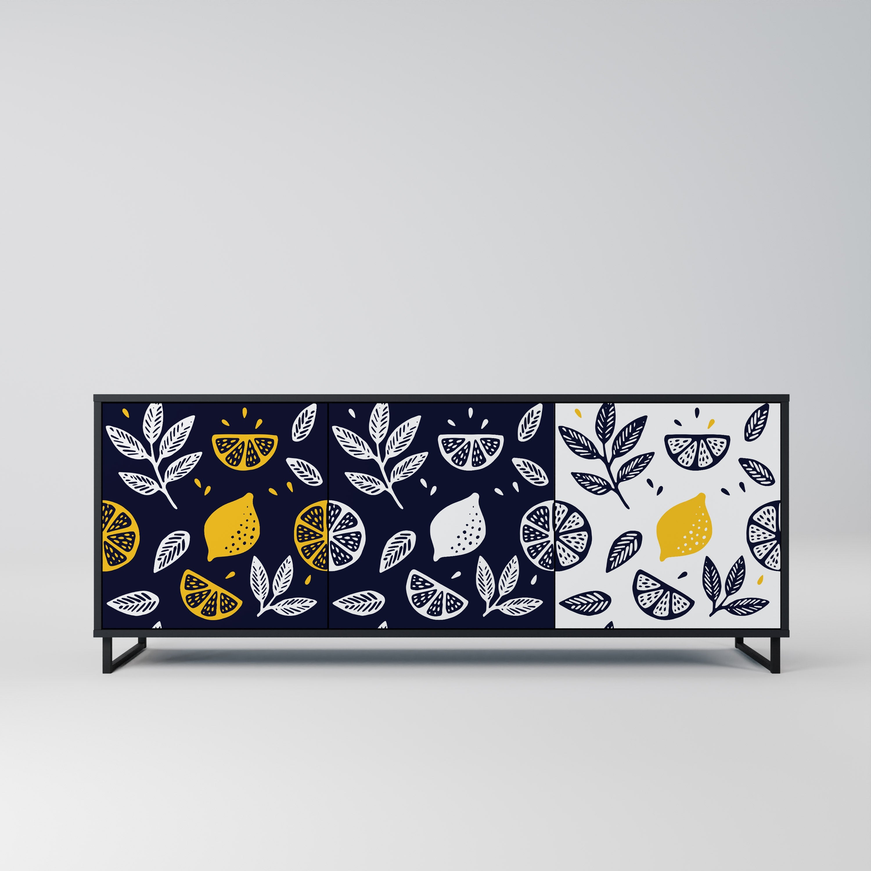 CITRUS BLACK AND WHITE Τρίθυρο Μπουφές σε Μαύρο Φινίρισμα