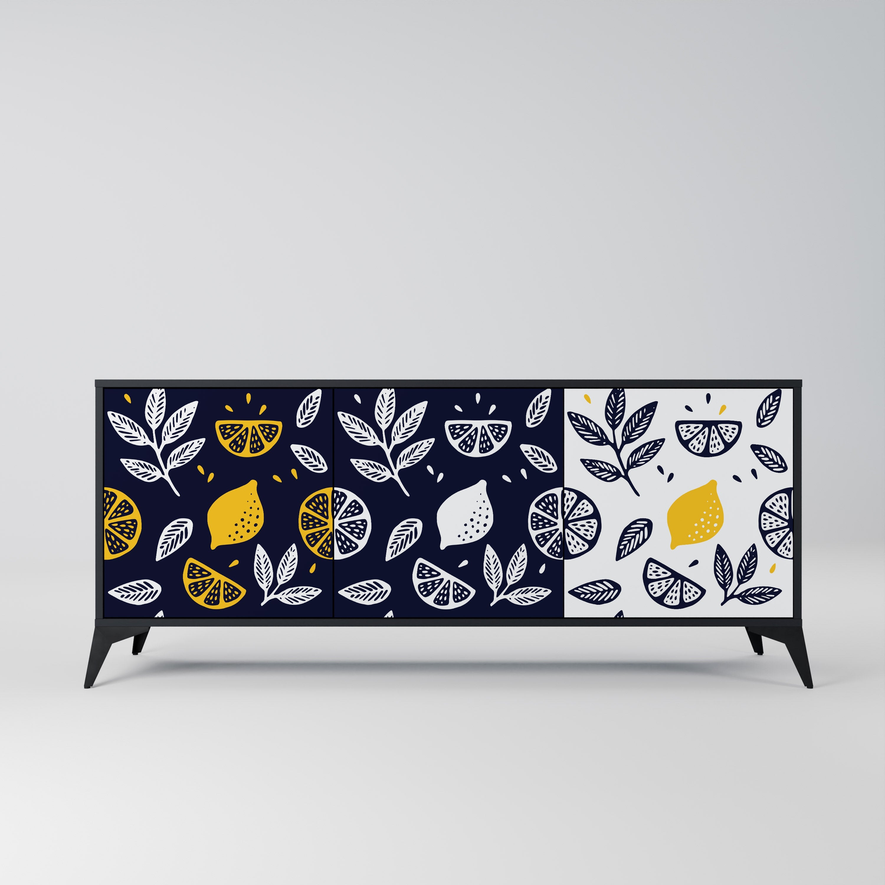CITRUS BLACK AND WHITE Τρίθυρο Μπουφές σε Μαύρο Φινίρισμα