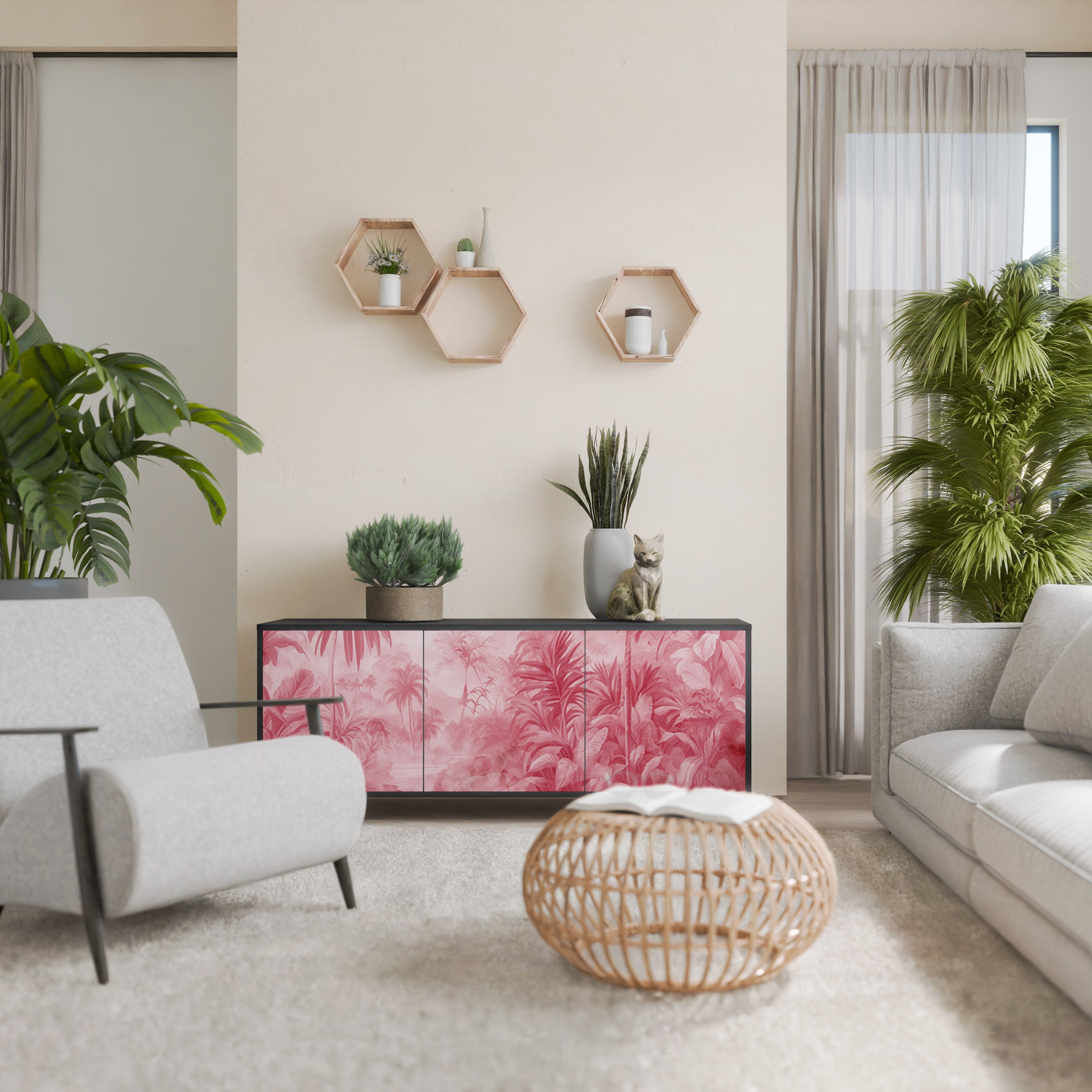 Μπουφές SWEET TROPICS με 3 πόρτες σε μαύρο φινίρισμα