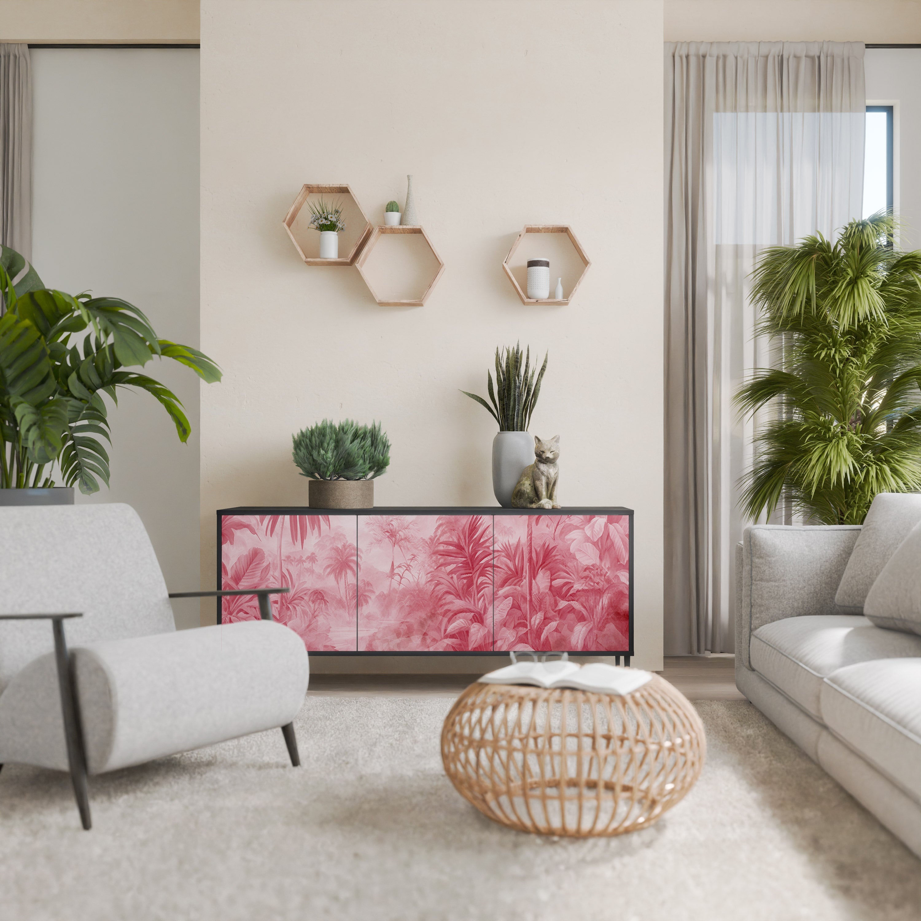 Μπουφές SWEET TROPICS με 3 πόρτες σε μαύρο φινίρισμα