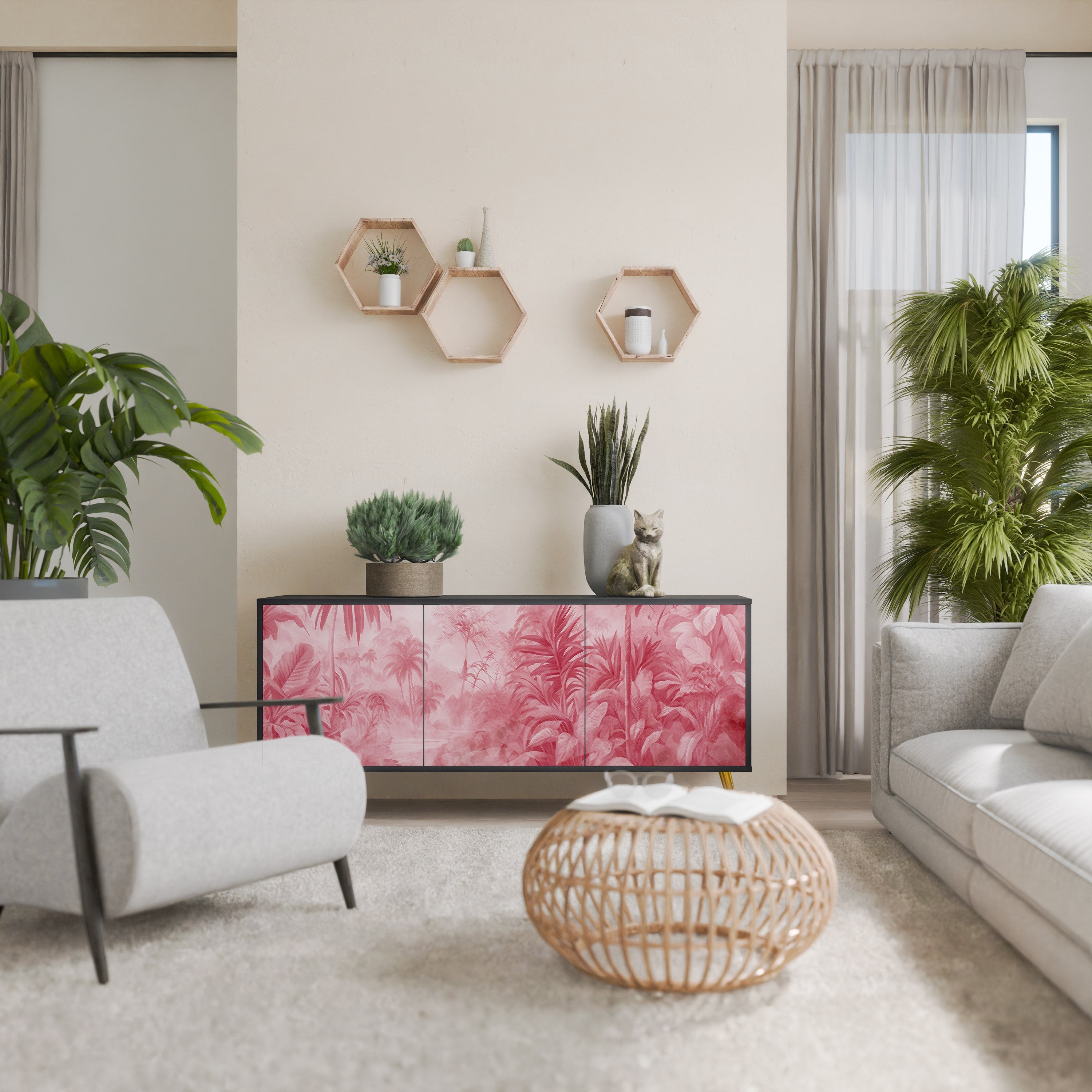 Μπουφές SWEET TROPICS με 3 πόρτες σε μαύρο φινίρισμα