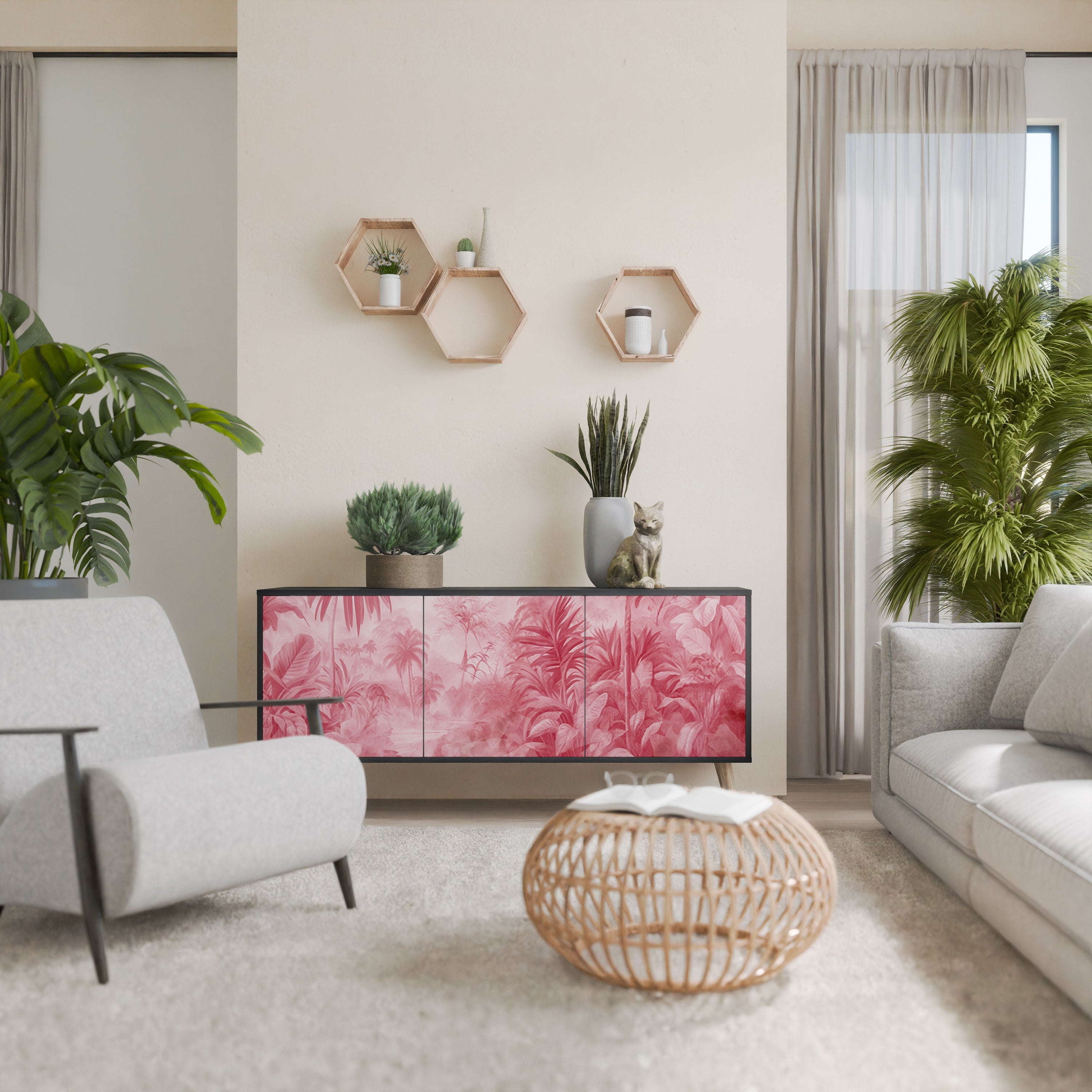 Μπουφές SWEET TROPICS με 3 πόρτες σε μαύρο φινίρισμα