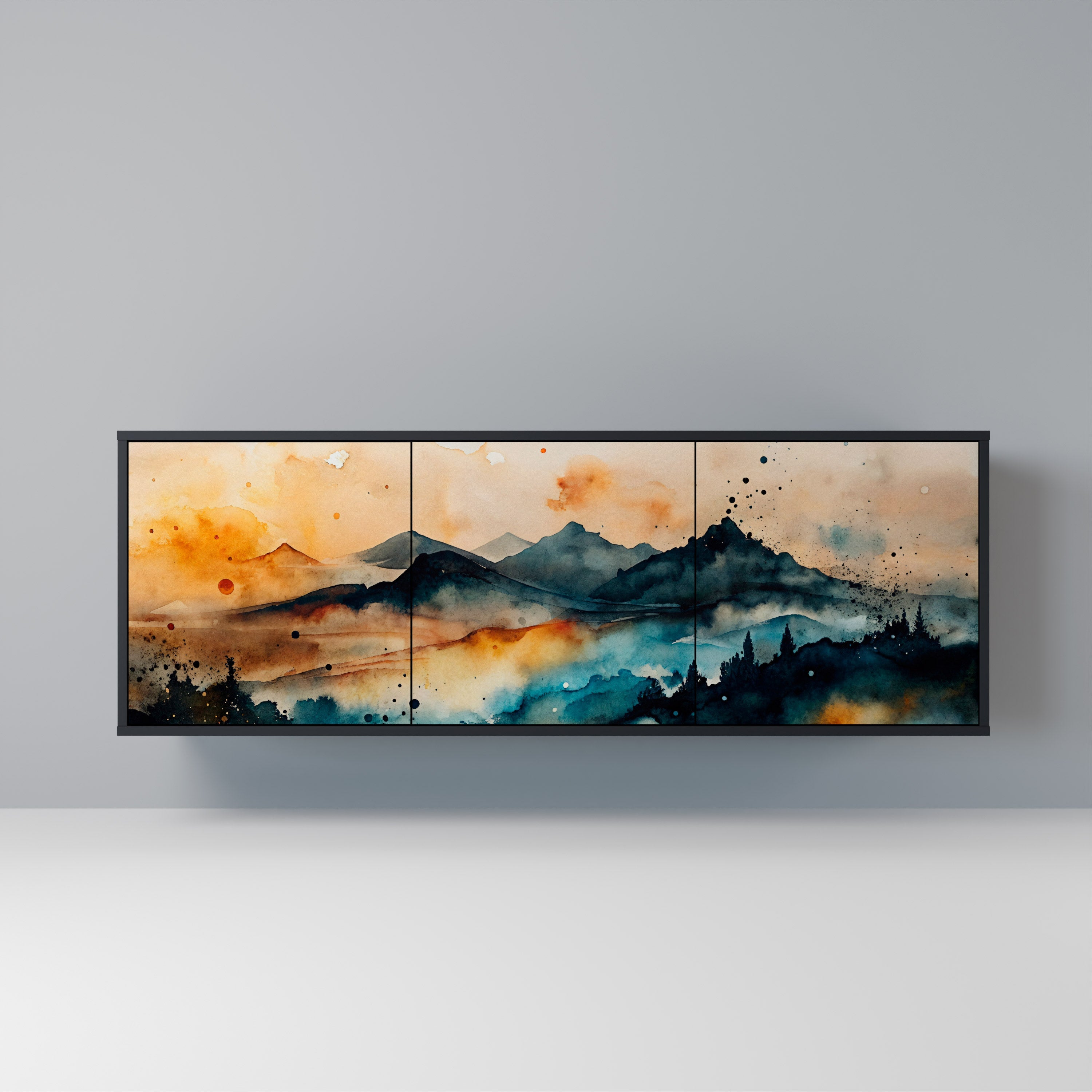 Μπουφές OMINOUS MOUNTAINS 3θυρο σε μαύρο φινίρισμα