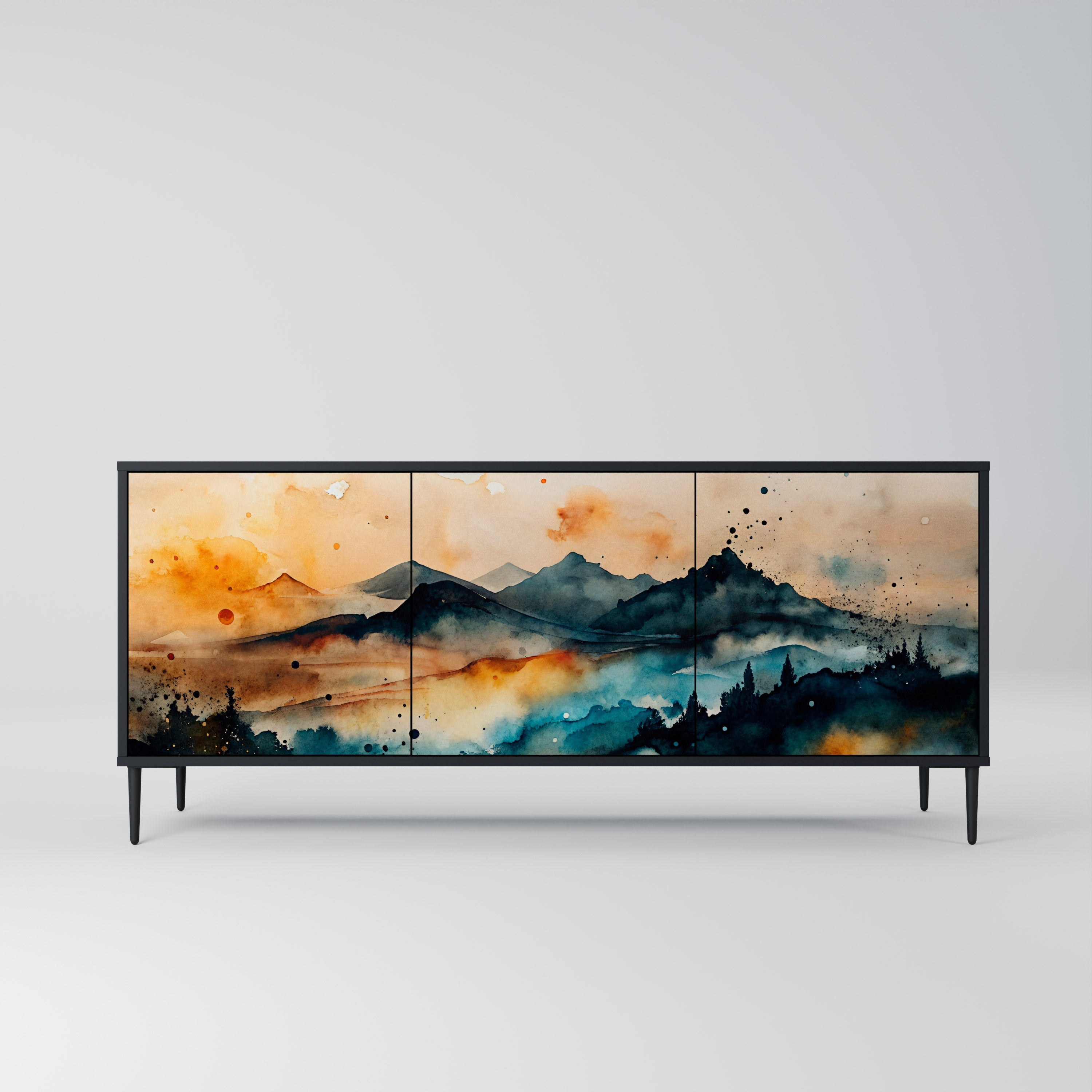 Μπουφές OMINOUS MOUNTAINS 3θυρο σε μαύρο φινίρισμα
