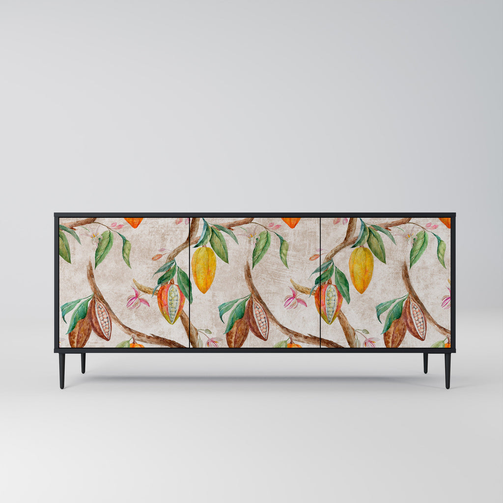 COCOA FRUITS 3-Door Sideboard in Black Finish