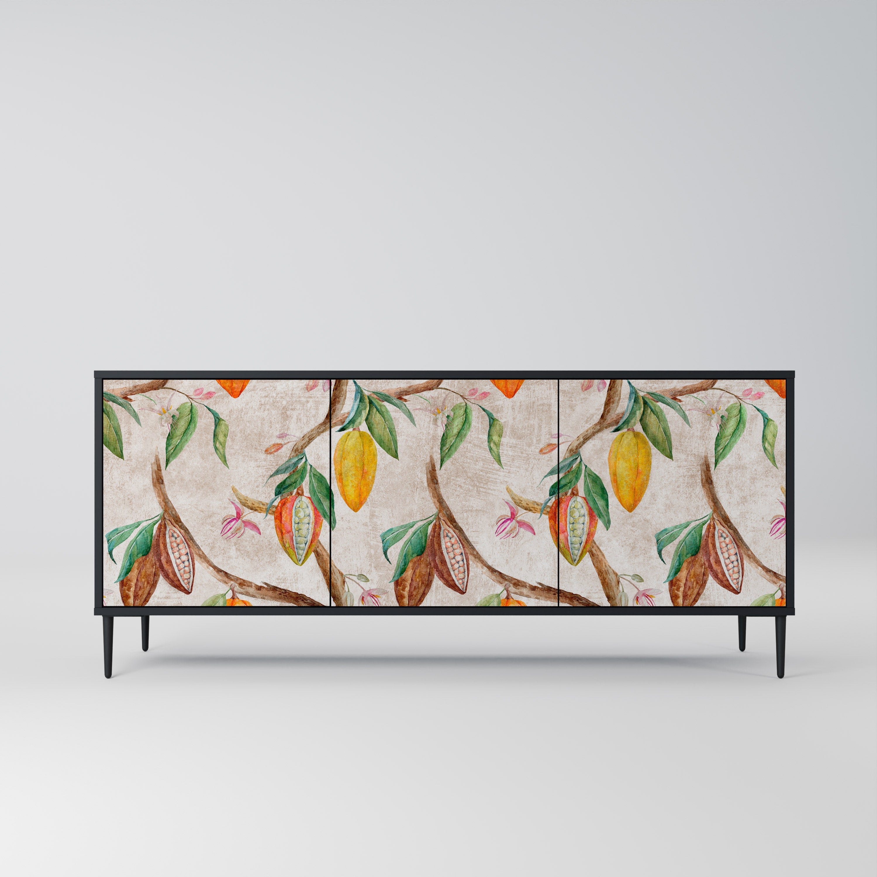 COCOA FRUITS 3-Door Sideboard in Black Finish
