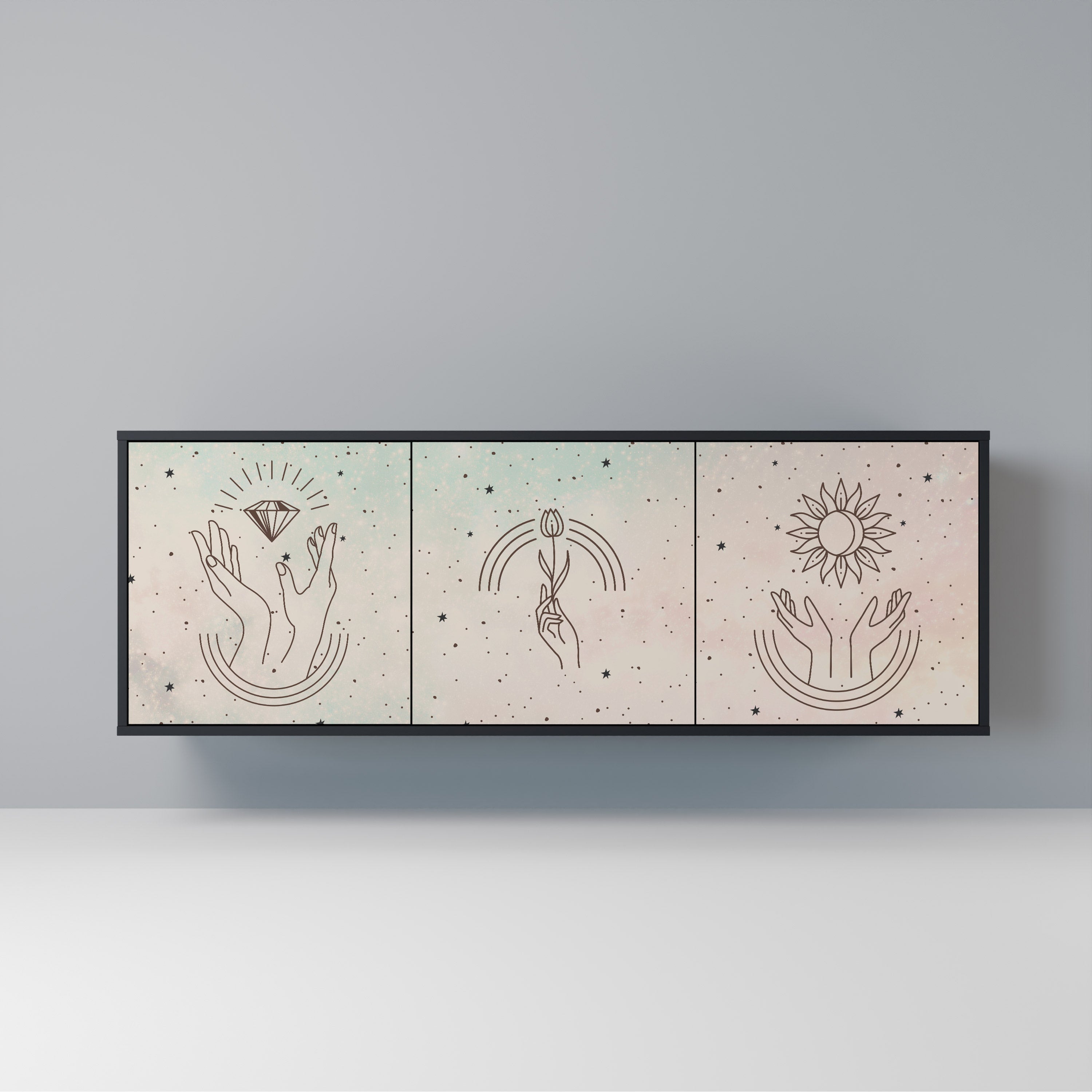 Μπουφές DELICATE BEAUTY 3 θυρών σε μαύρο φινίρισμα