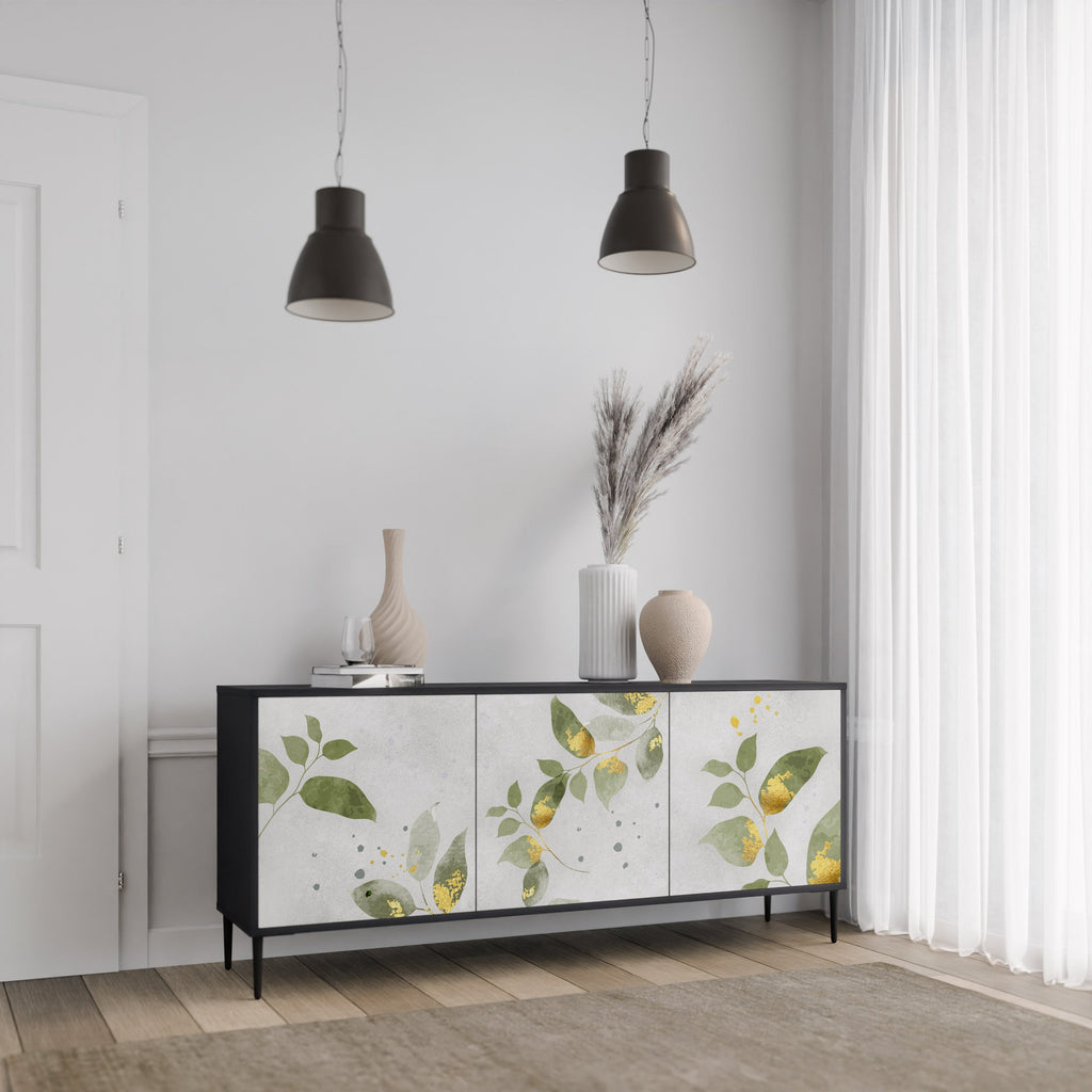 ELEGANT BOTANICS 3-Door Sideboard in Black Finish