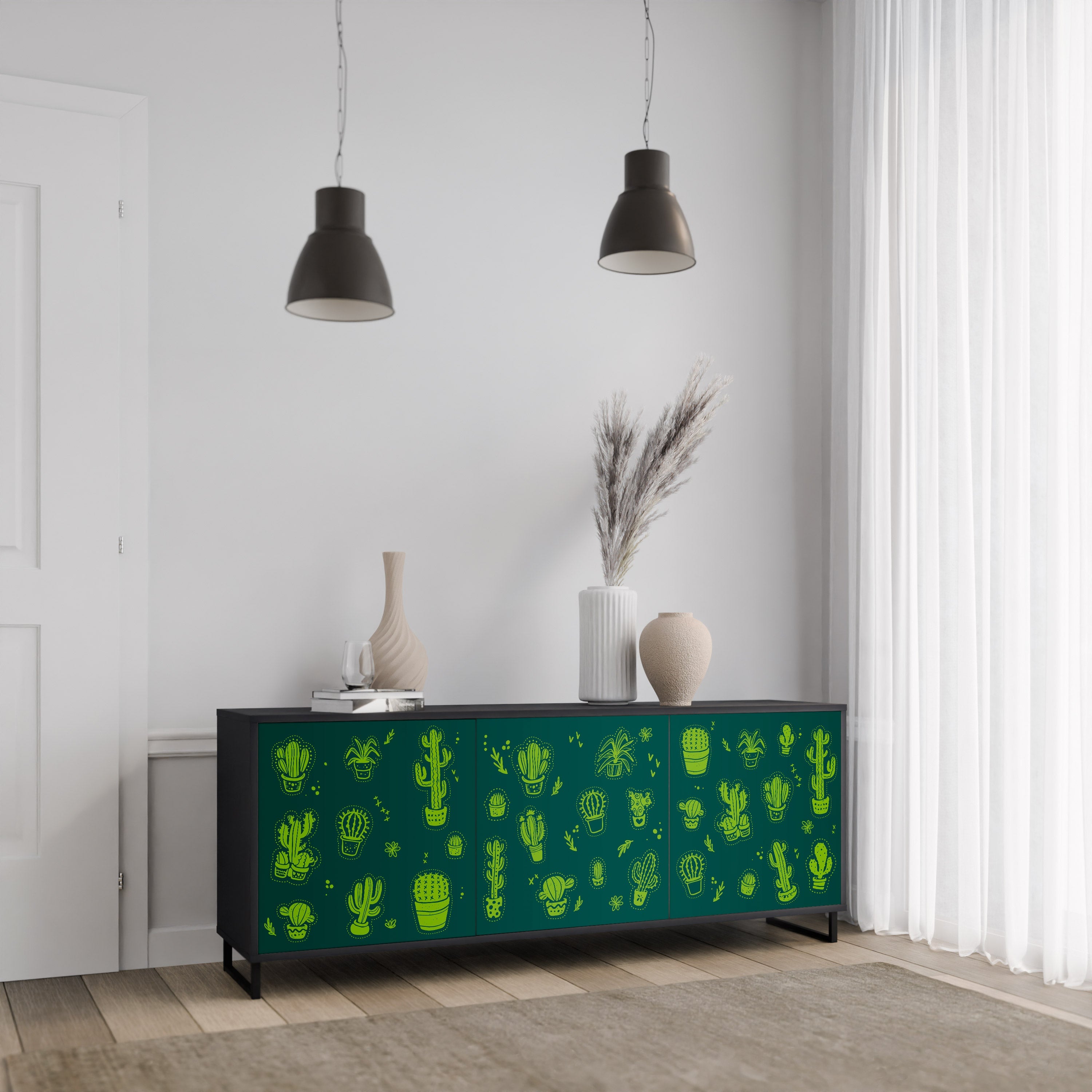 Μπουφές DESERT GREEN με 3 πόρτες σε μαύρο φινίρισμα