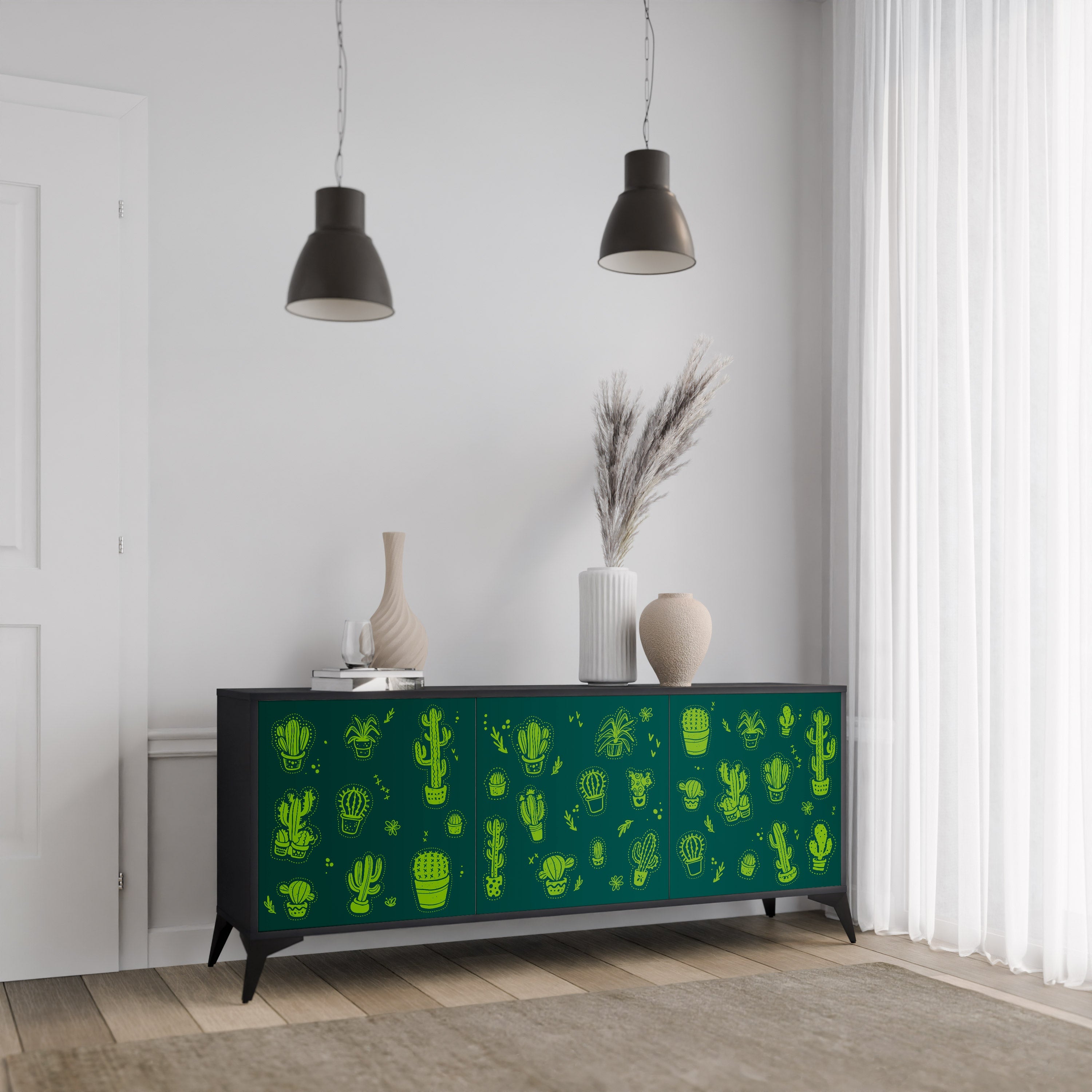 Μπουφές DESERT GREEN με 3 πόρτες σε μαύρο φινίρισμα