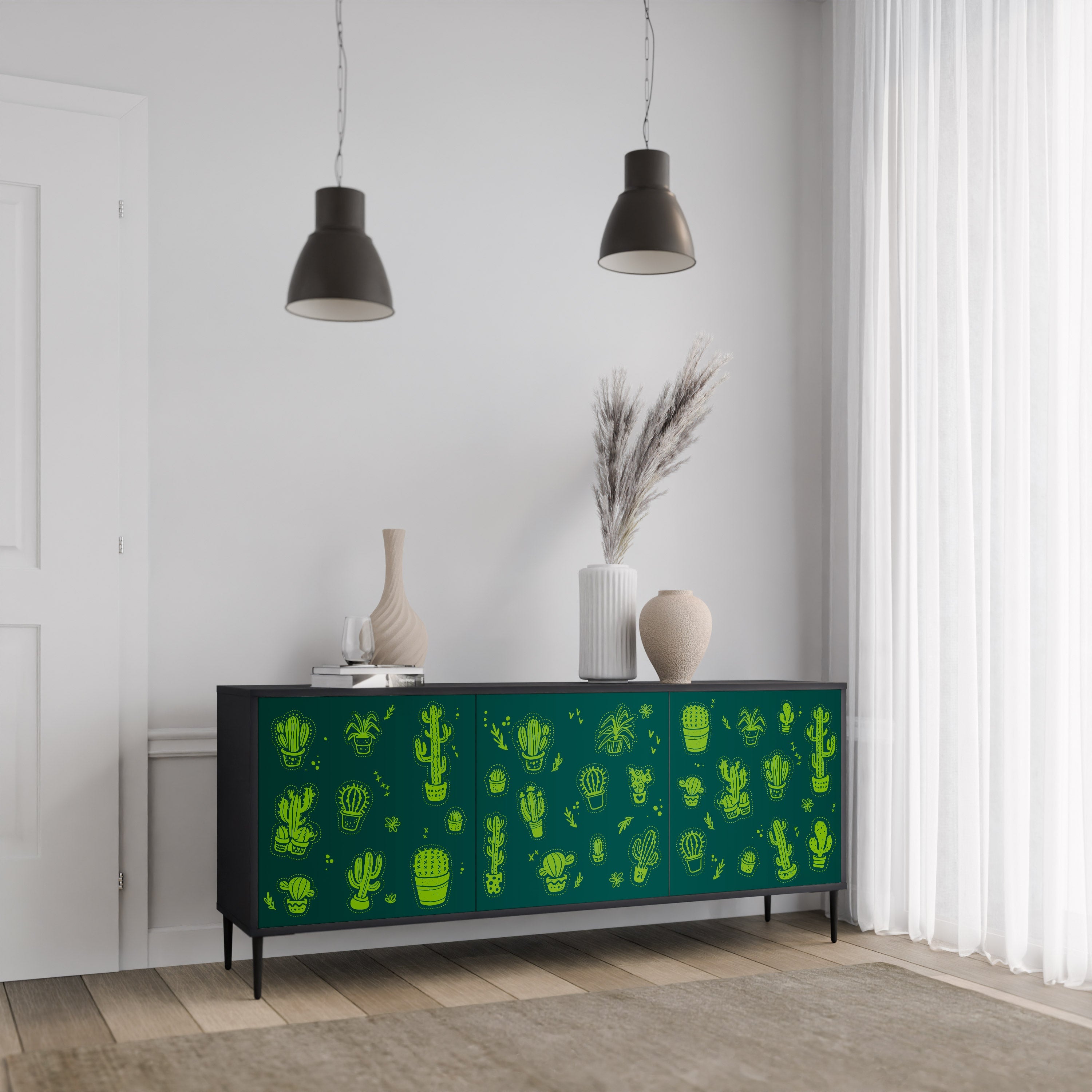 Μπουφές DESERT GREEN με 3 πόρτες σε μαύρο φινίρισμα