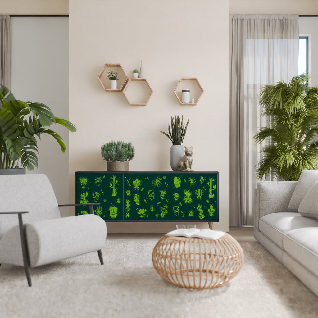 Μπουφές DESERT GREEN με 3 πόρτες σε μαύρο φινίρισμα