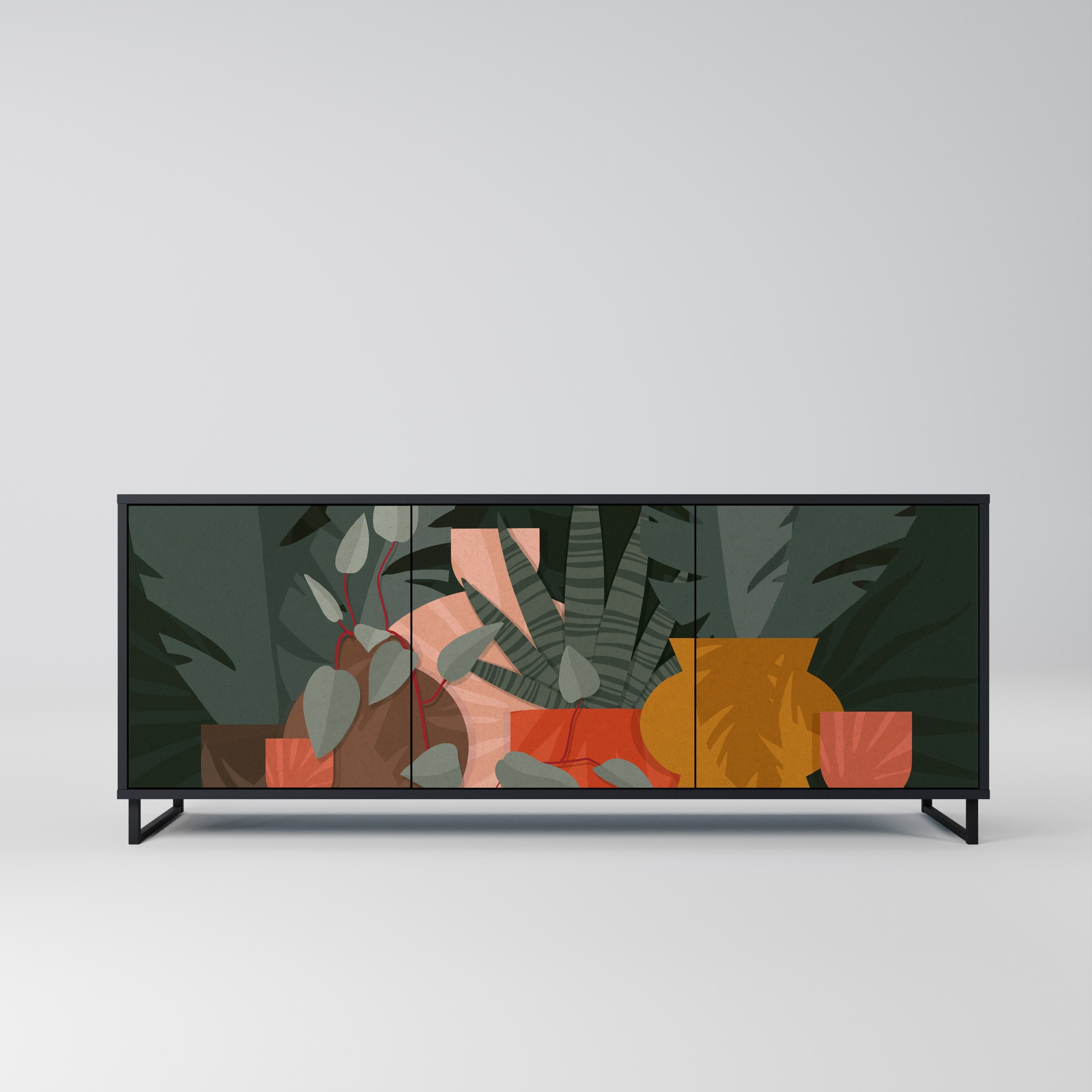 Μπουφές TROPICAL COMPOSITION με 3 πόρτες σε μαύρο φινίρισμα