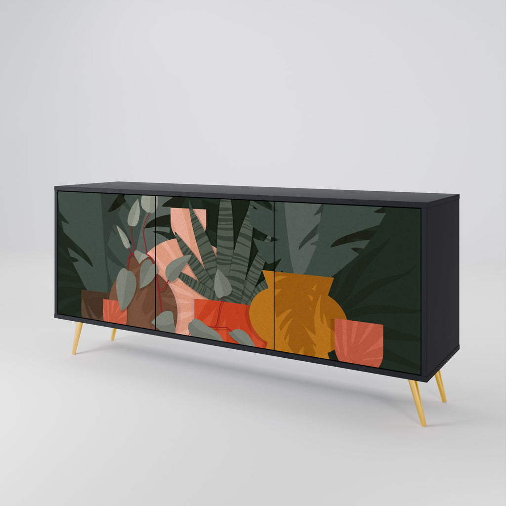 Μπουφές TROPICAL COMPOSITION με 3 πόρτες σε μαύρο φινίρισμα