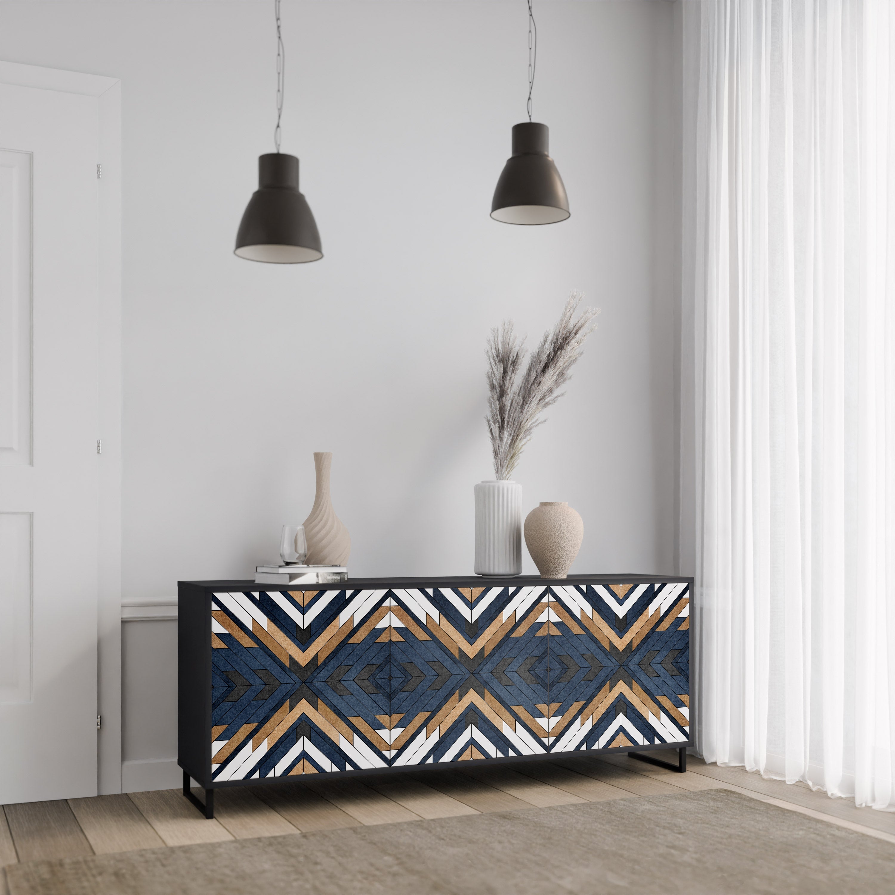 Μπουφές ARTFUL GEOMETRIA με 3 πόρτες σε μαύρο φινίρισμα
