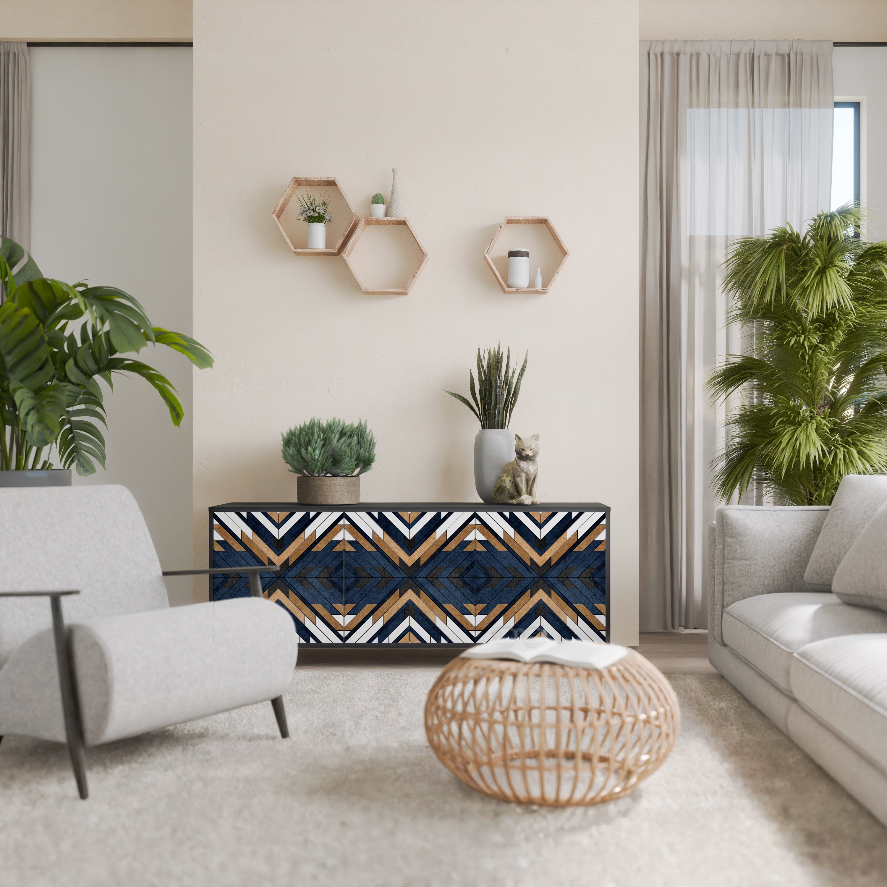 Μπουφές ARTFUL GEOMETRIA με 3 πόρτες σε μαύρο φινίρισμα