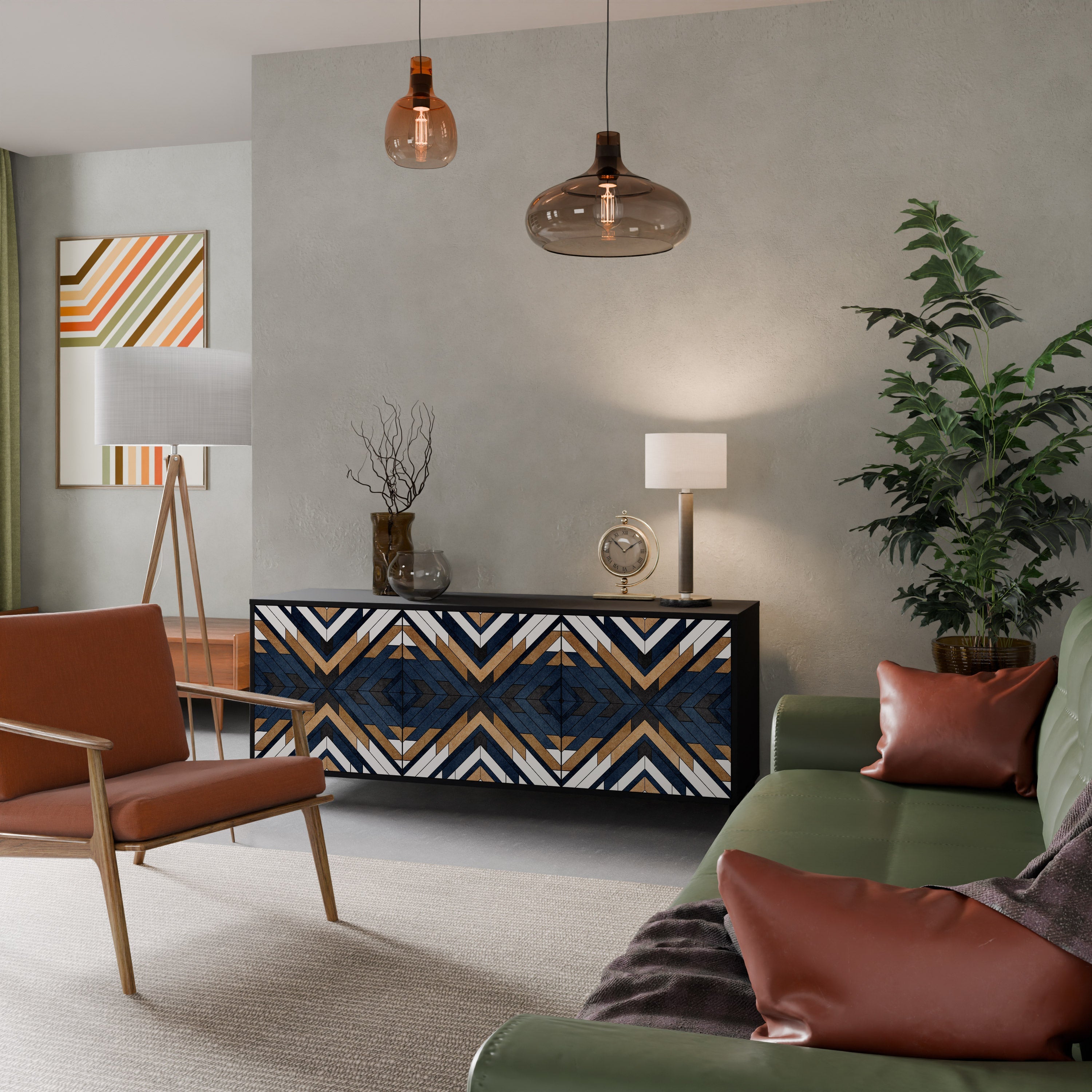 Μπουφές ARTFUL GEOMETRIA με 3 πόρτες σε μαύρο φινίρισμα