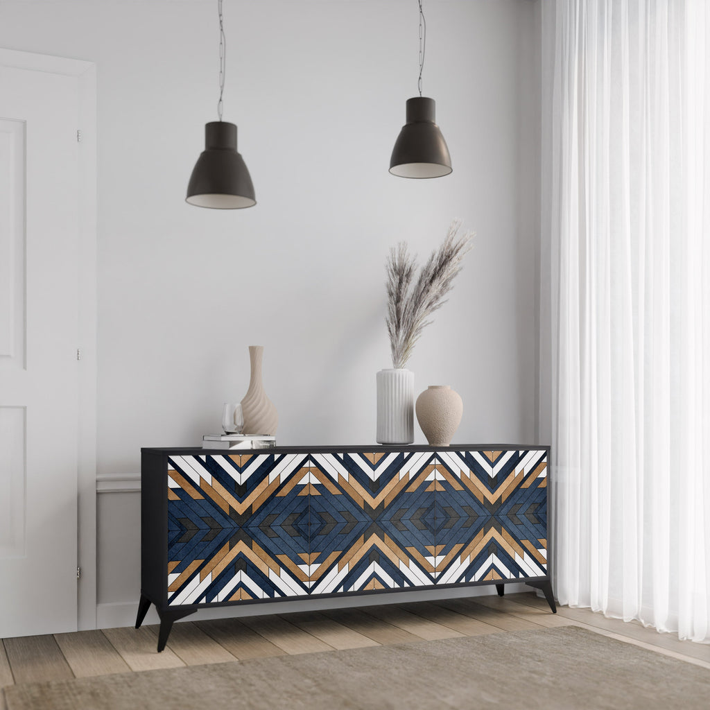 Μπουφές ARTFUL GEOMETRIA με 3 πόρτες σε μαύρο φινίρισμα