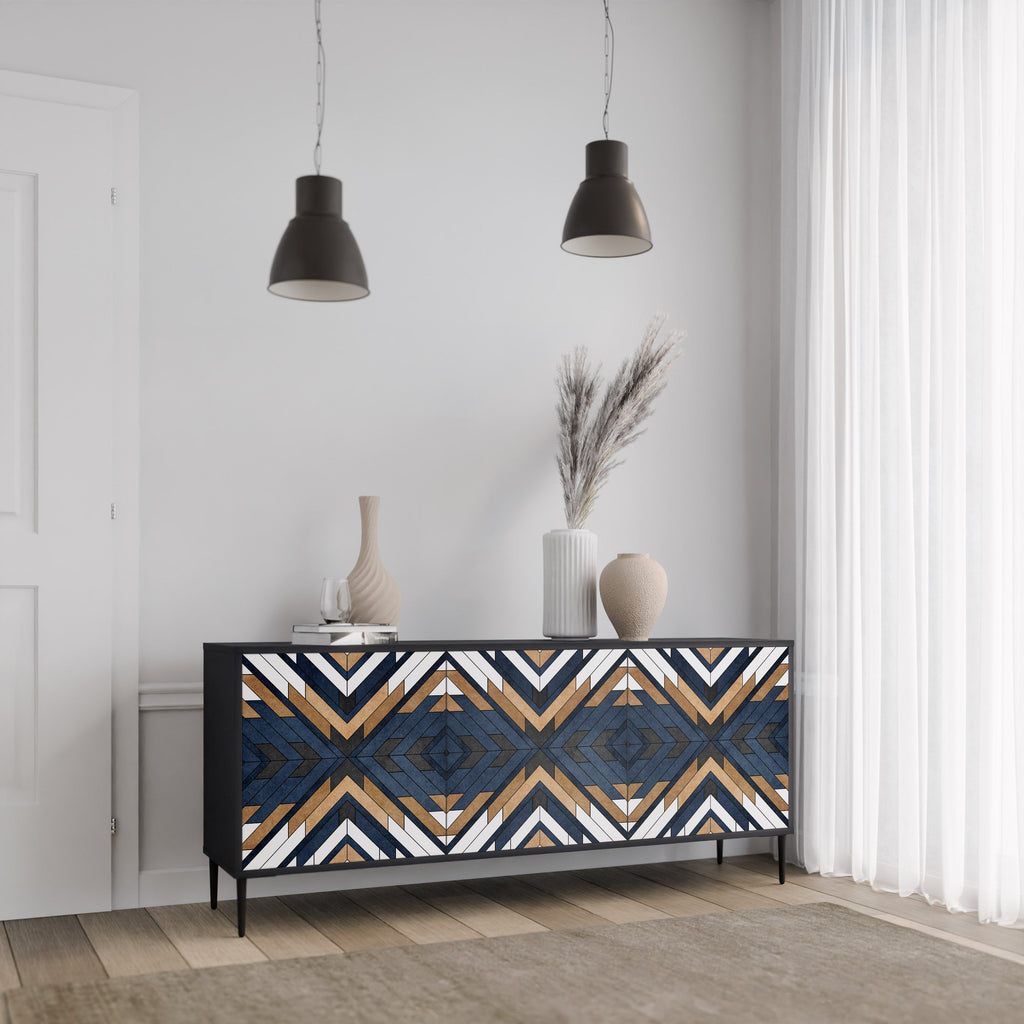 Μπουφές ARTFUL GEOMETRIA με 3 πόρτες σε μαύρο φινίρισμα