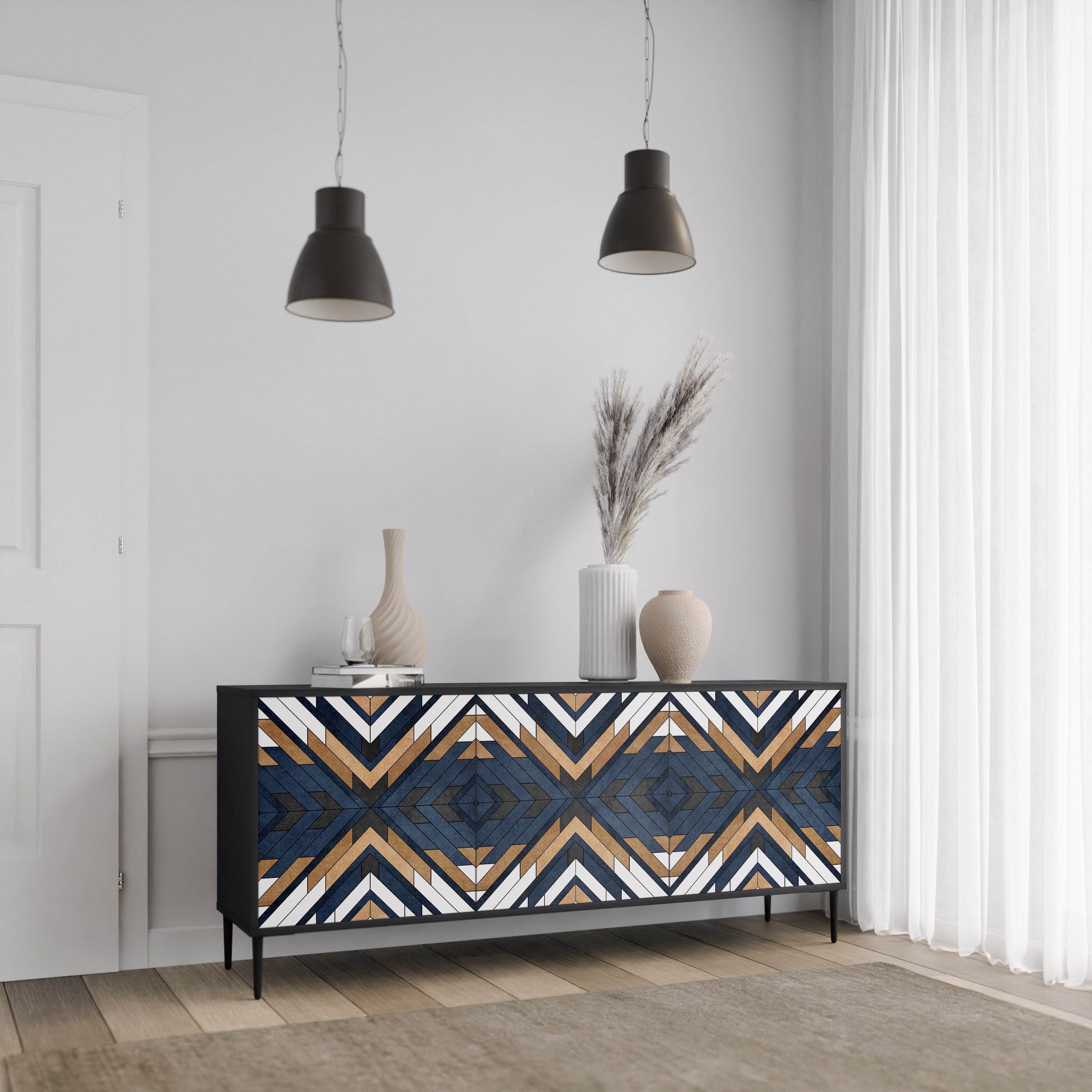 Μπουφές ARTFUL GEOMETRIA με 3 πόρτες σε μαύρο φινίρισμα