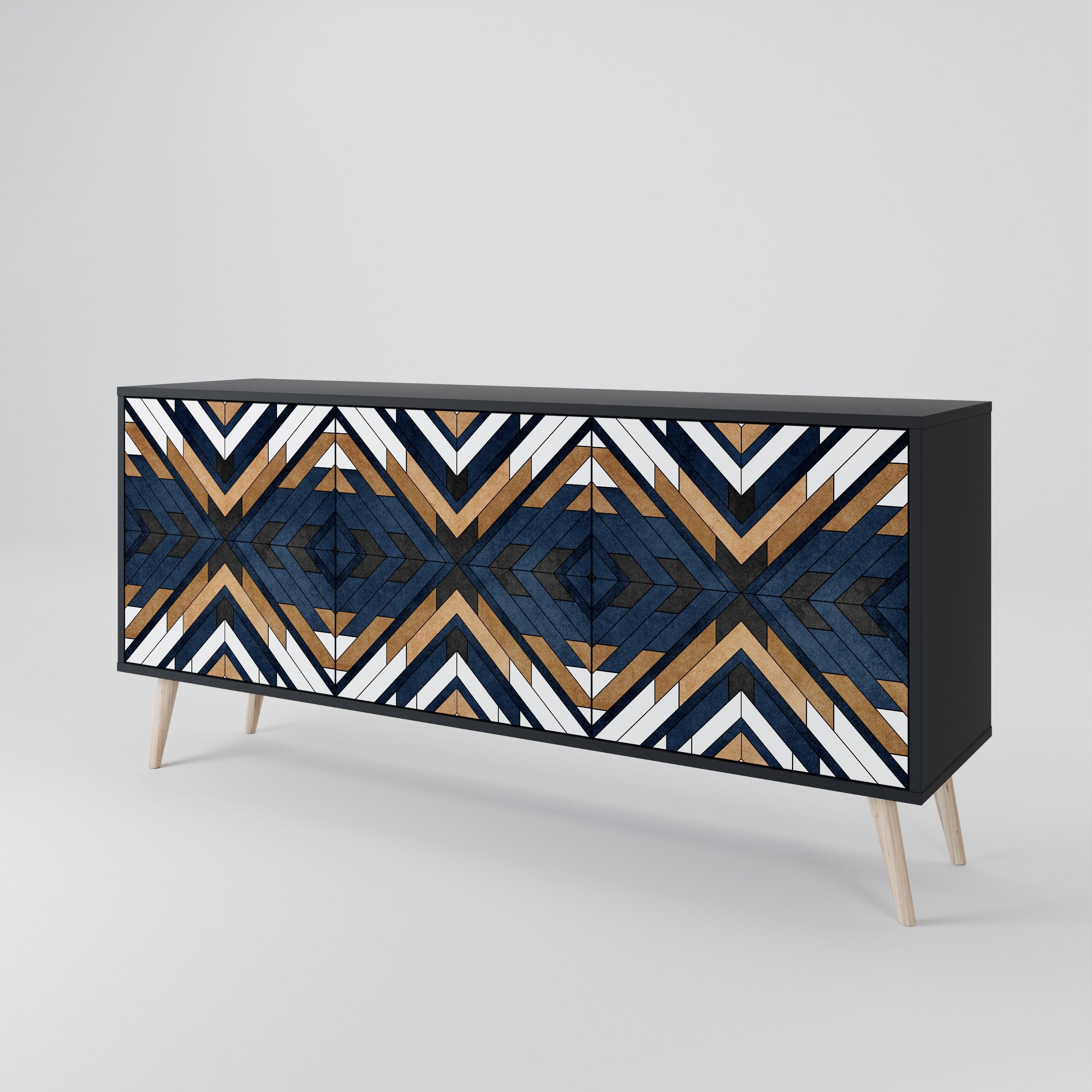 Μπουφές ARTFUL GEOMETRIA με 3 πόρτες σε μαύρο φινίρισμα