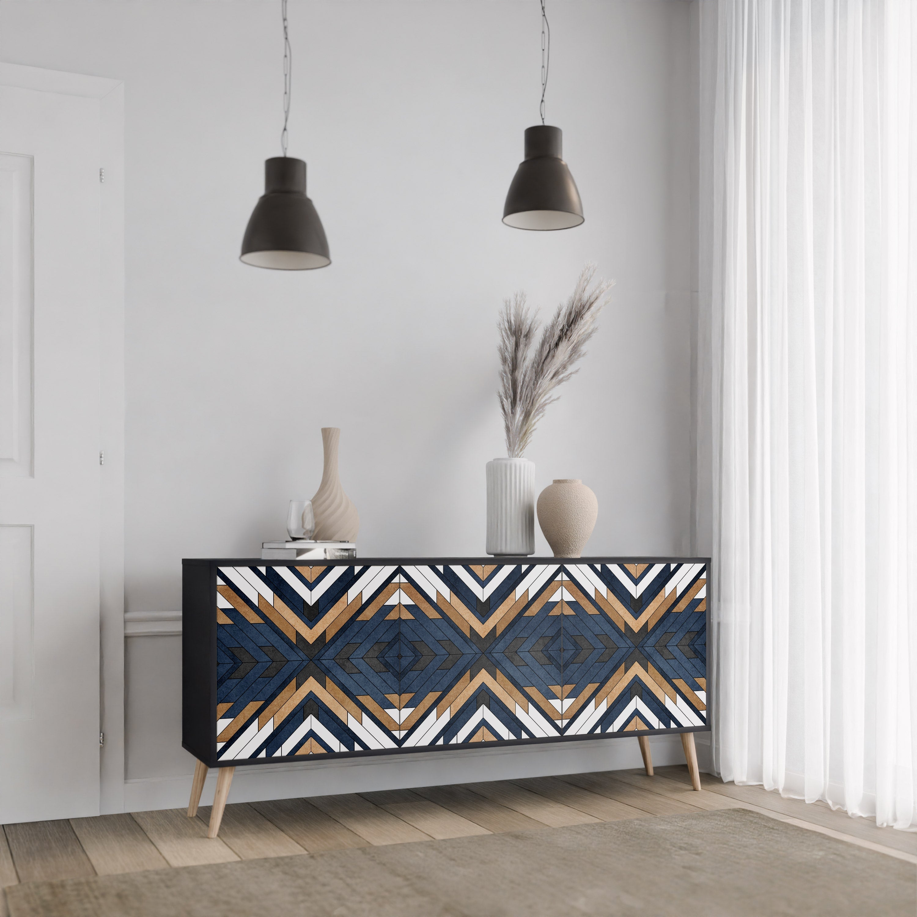 Μπουφές ARTFUL GEOMETRIA με 3 πόρτες σε μαύρο φινίρισμα
