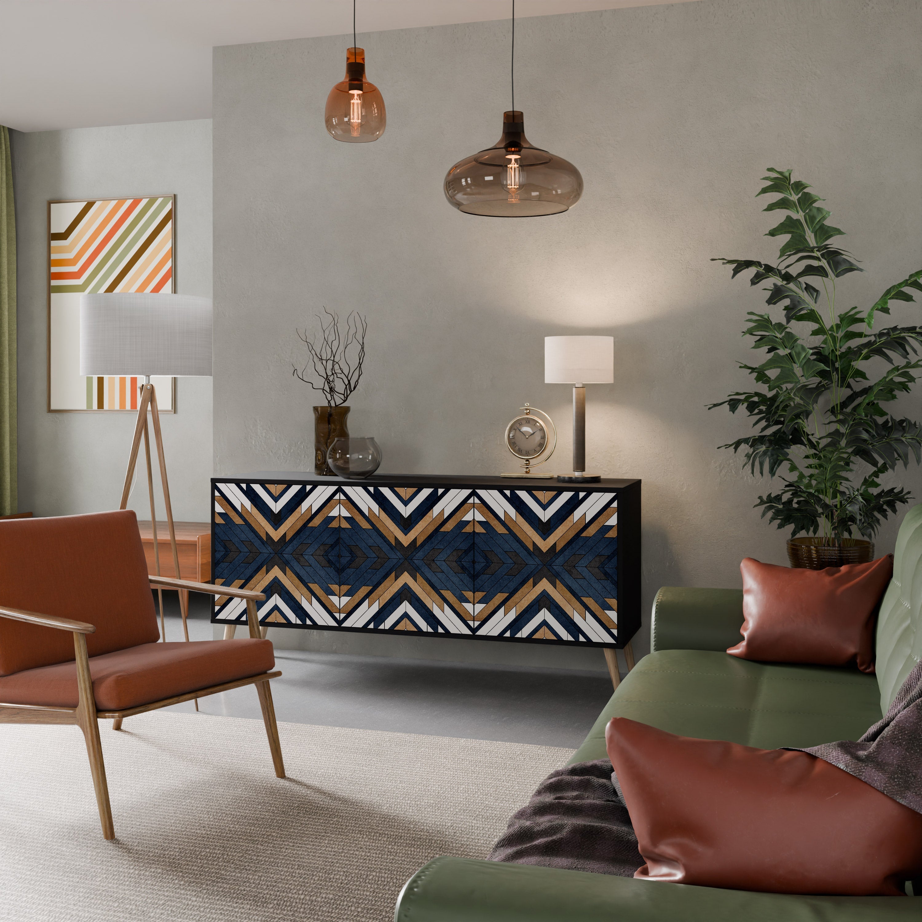 Μπουφές ARTFUL GEOMETRIA με 3 πόρτες σε μαύρο φινίρισμα