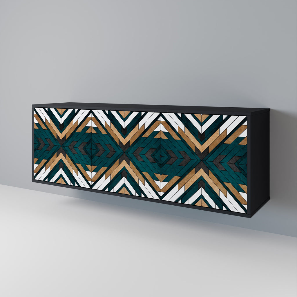 Μπουφές ARTISTIC GEOMETRIA 3 θυρών σε μαύρο φινίρισμα