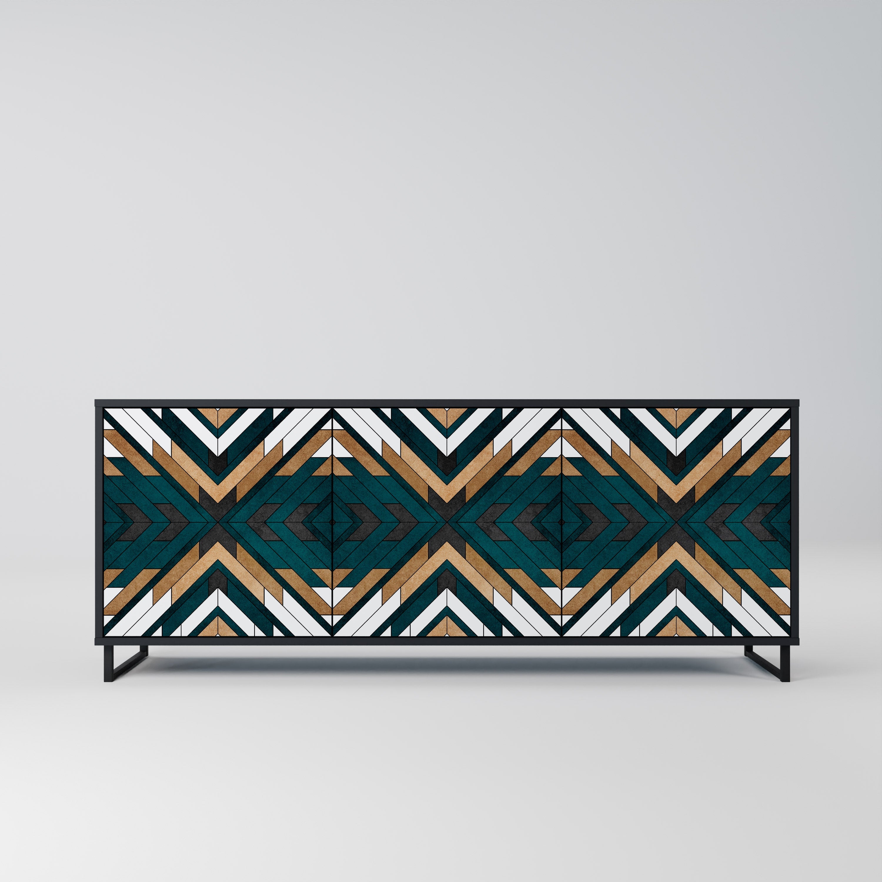 Μπουφές ARTISTIC GEOMETRIA 3 θυρών σε μαύρο φινίρισμα