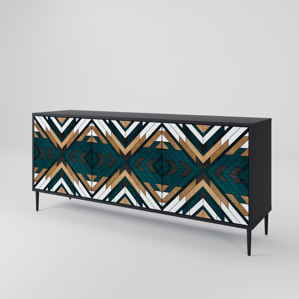 Μπουφές ARTISTIC GEOMETRIA 3 θυρών σε μαύρο φινίρισμα