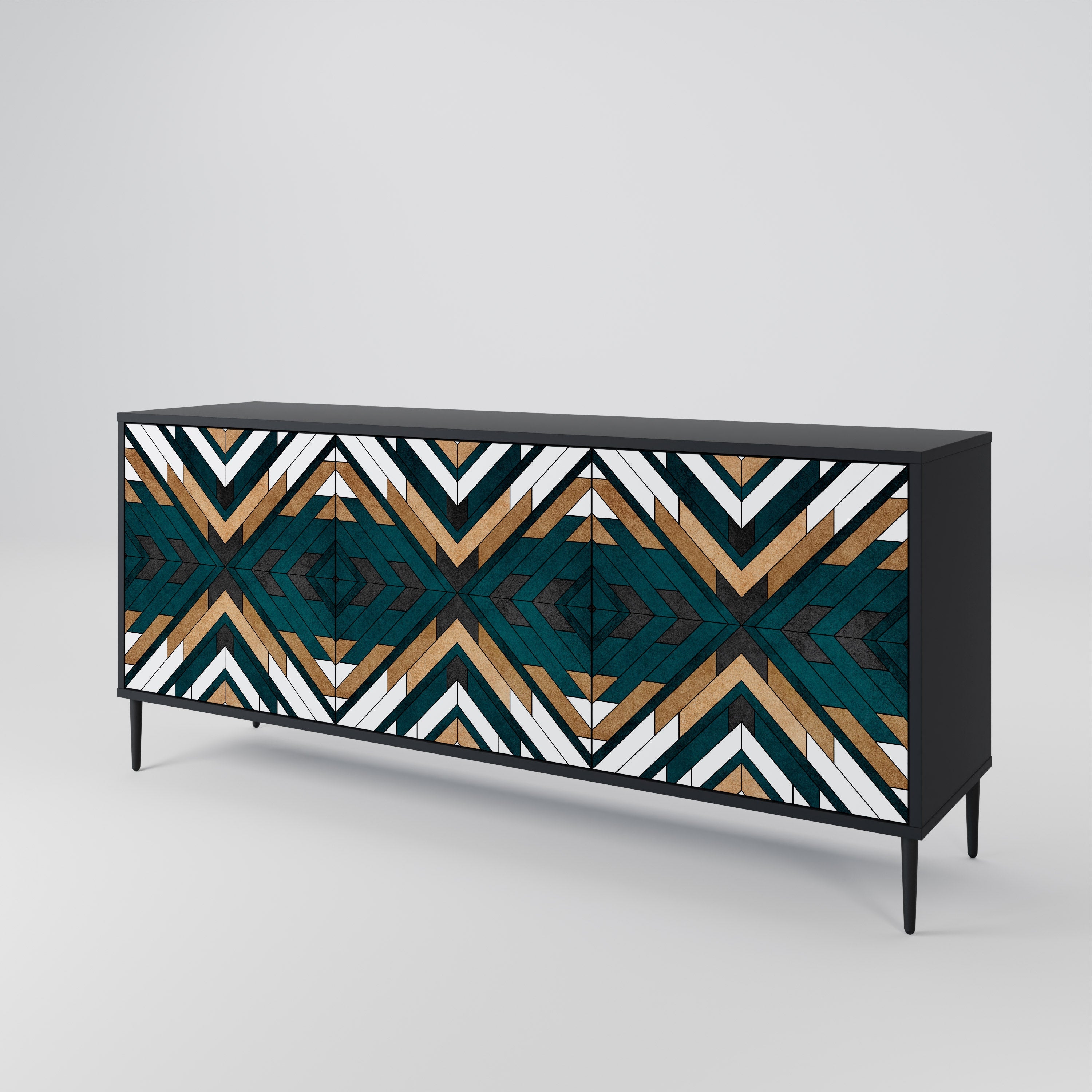 Μπουφές ARTISTIC GEOMETRIA 3 θυρών σε μαύρο φινίρισμα