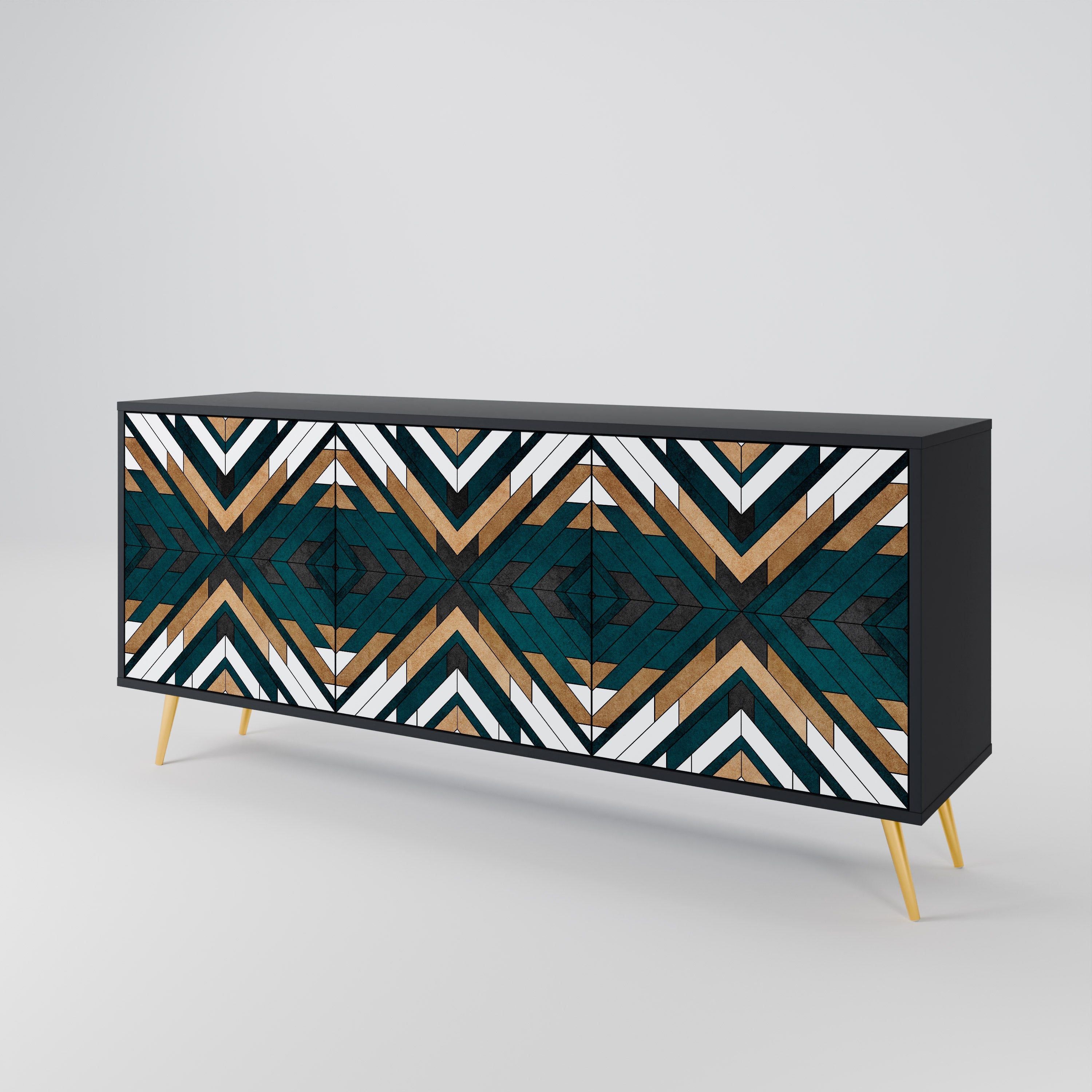 Μπουφές ARTISTIC GEOMETRIA 3 θυρών σε μαύρο φινίρισμα