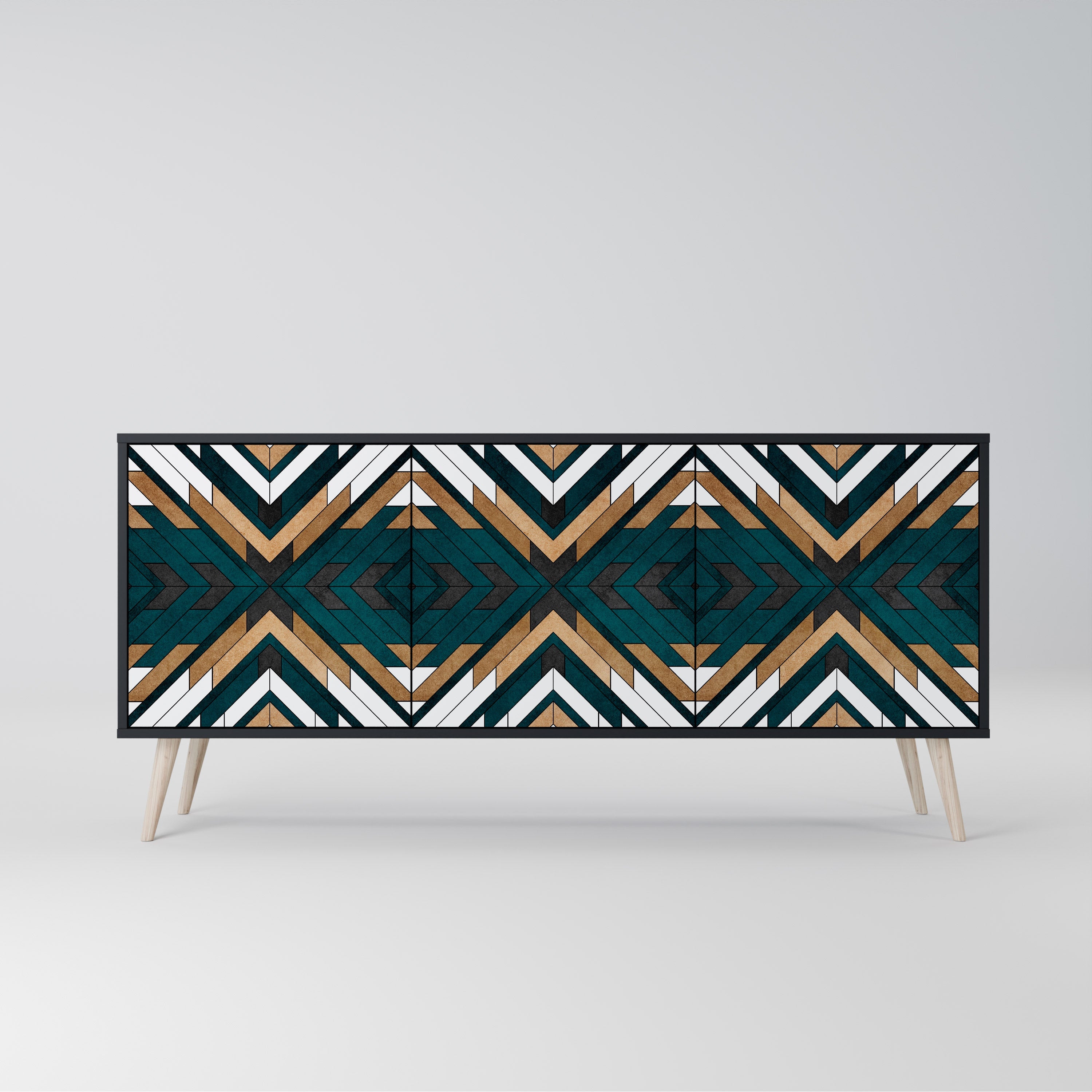 Μπουφές ARTISTIC GEOMETRIA 3 θυρών σε μαύρο φινίρισμα