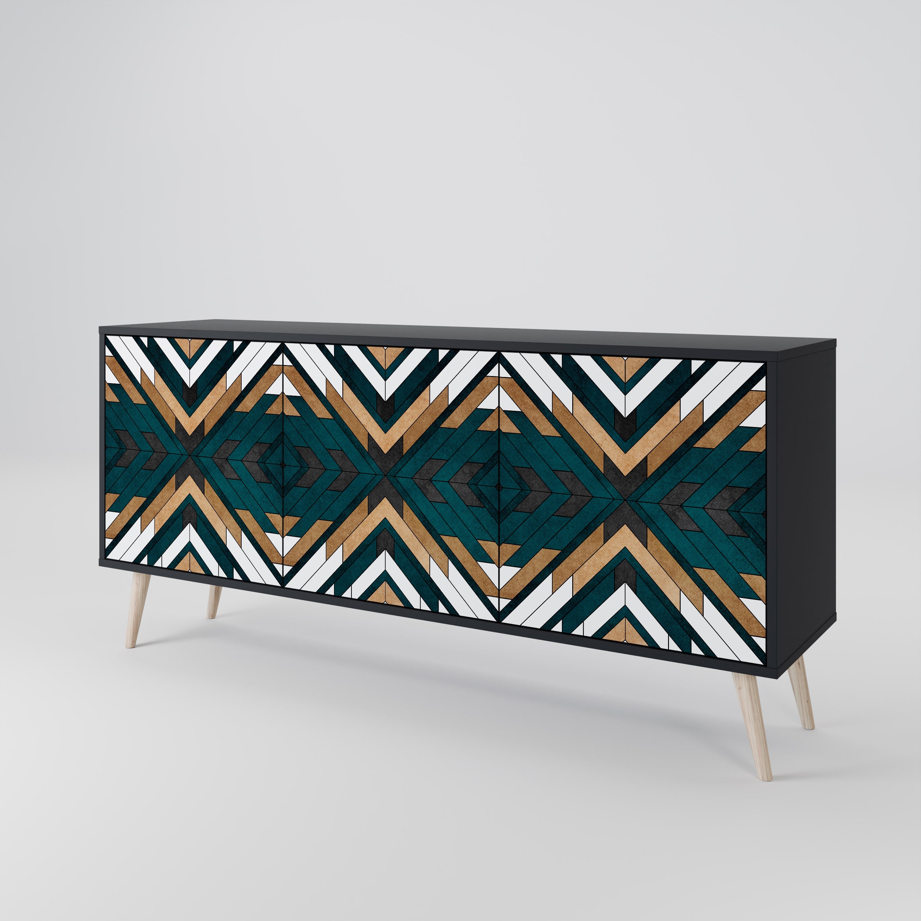 Μπουφές ARTISTIC GEOMETRIA 3 θυρών σε μαύρο φινίρισμα