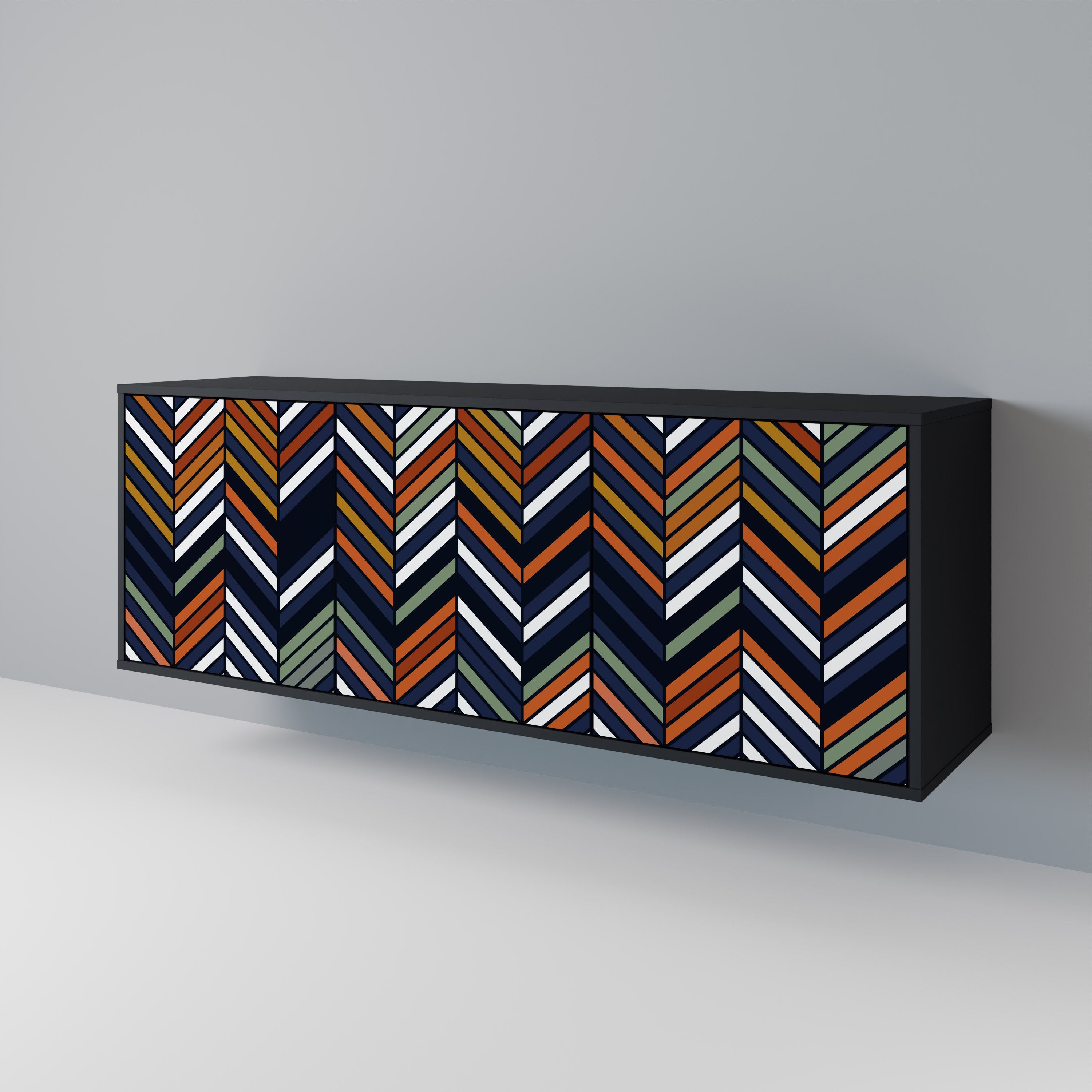 Μπουφές VIBRANT PATCHWORK με 3 πόρτες σε μαύρο φινίρισμα