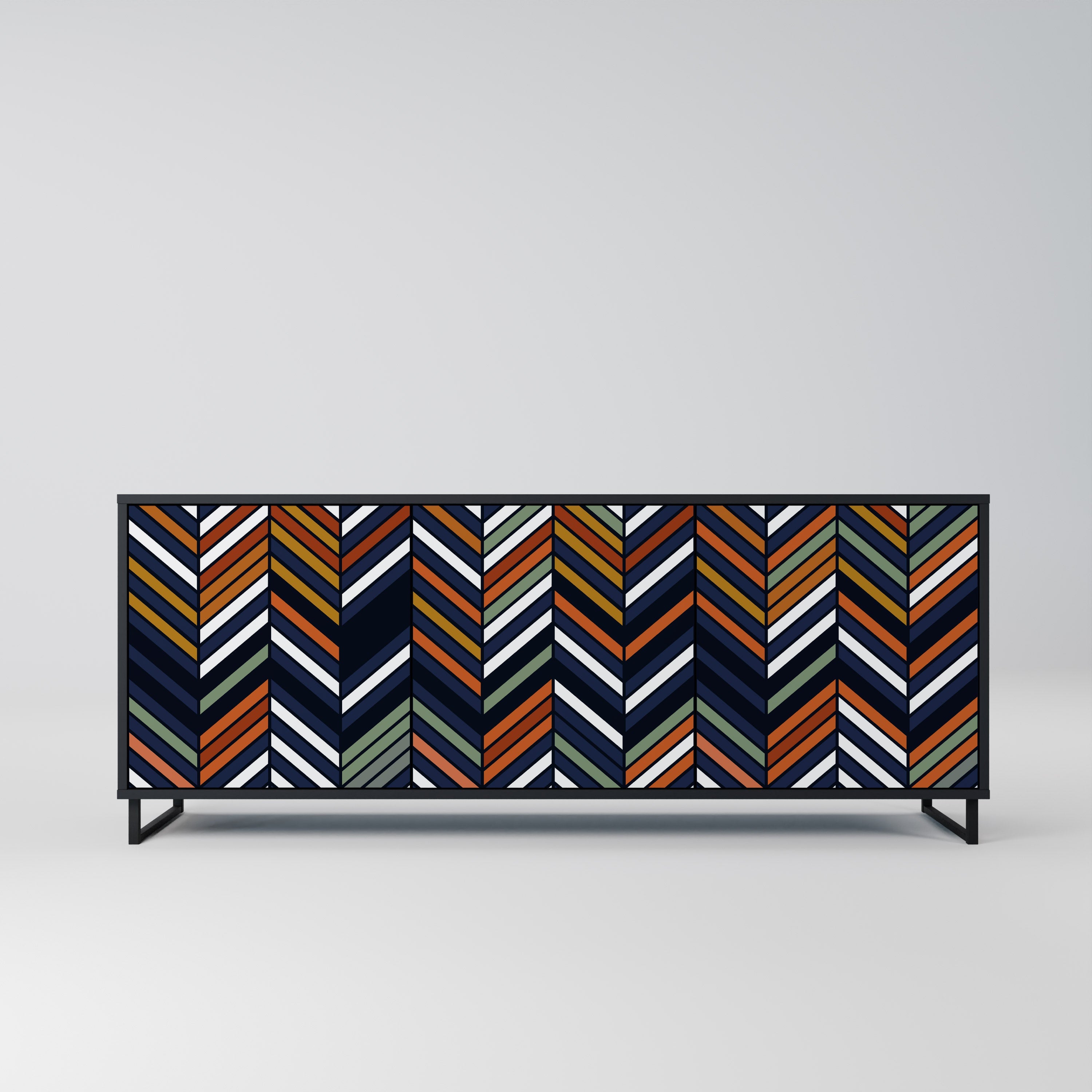 Μπουφές VIBRANT PATCHWORK με 3 πόρτες σε μαύρο φινίρισμα