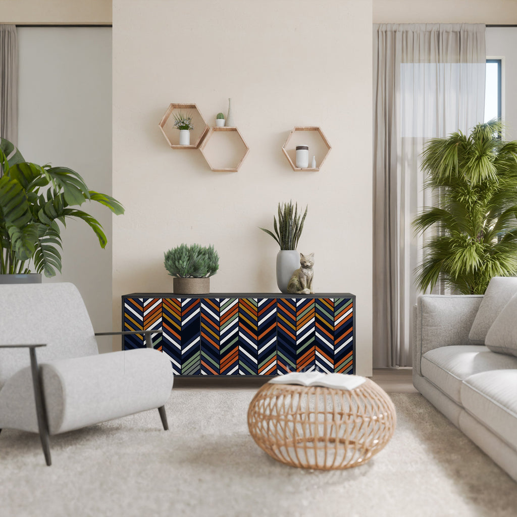 Μπουφές VIBRANT PATCHWORK με 3 πόρτες σε μαύρο φινίρισμα