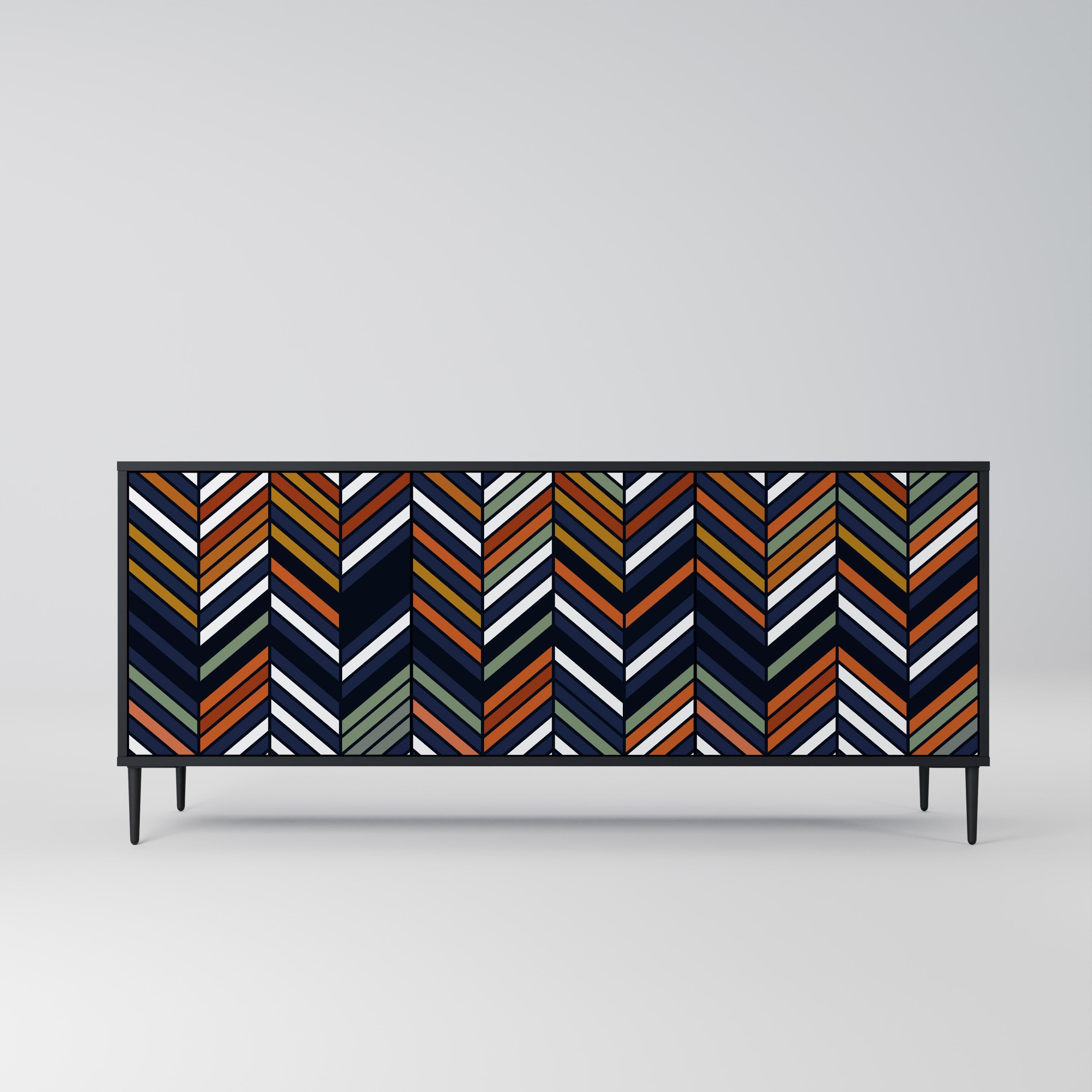 Μπουφές VIBRANT PATCHWORK με 3 πόρτες σε μαύρο φινίρισμα