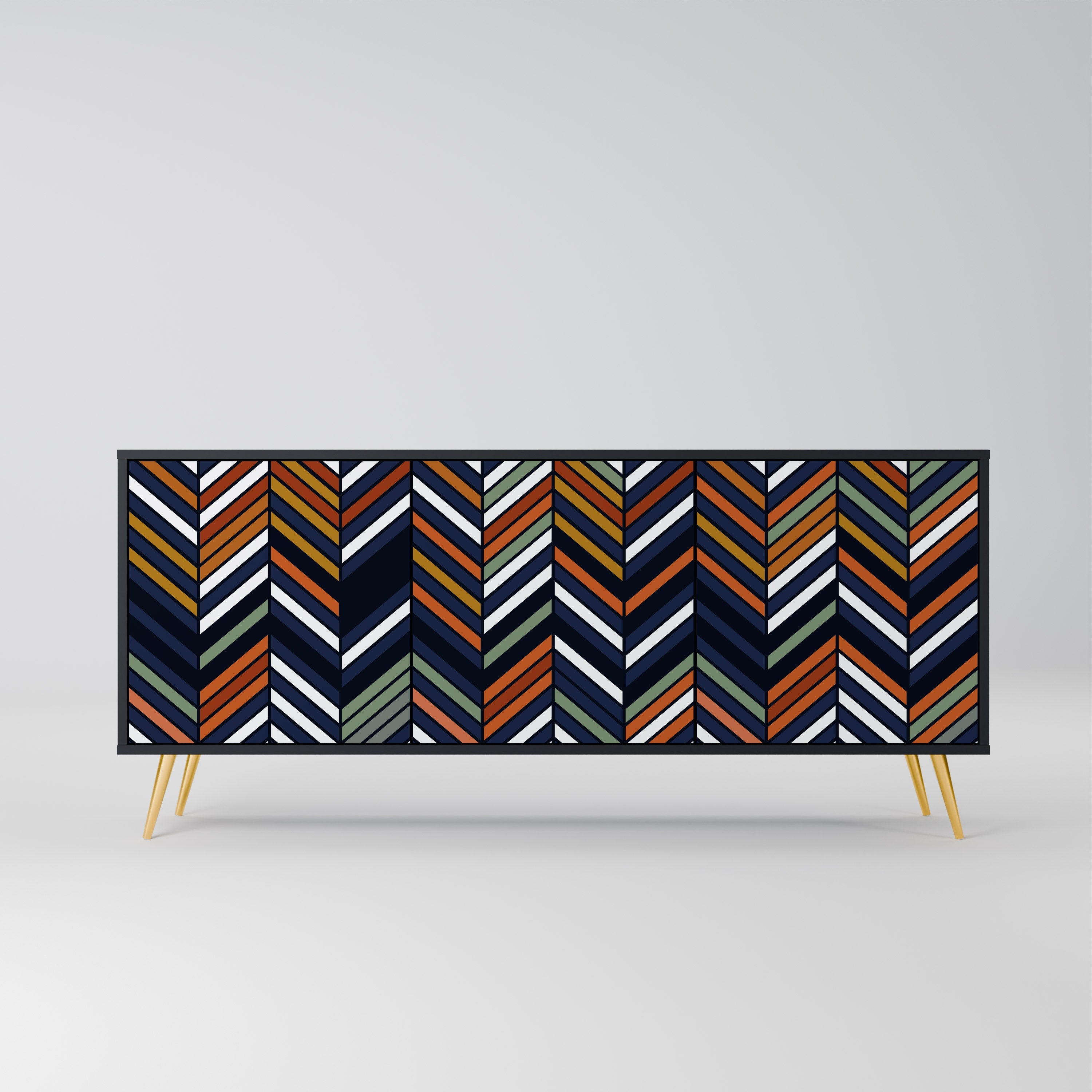 Μπουφές VIBRANT PATCHWORK με 3 πόρτες σε μαύρο φινίρισμα