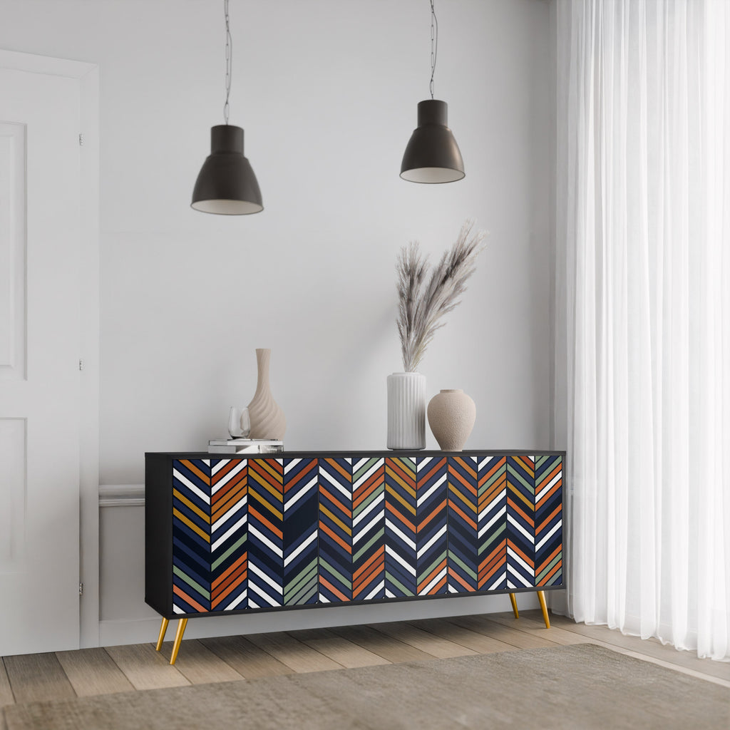 Μπουφές VIBRANT PATCHWORK με 3 πόρτες σε μαύρο φινίρισμα