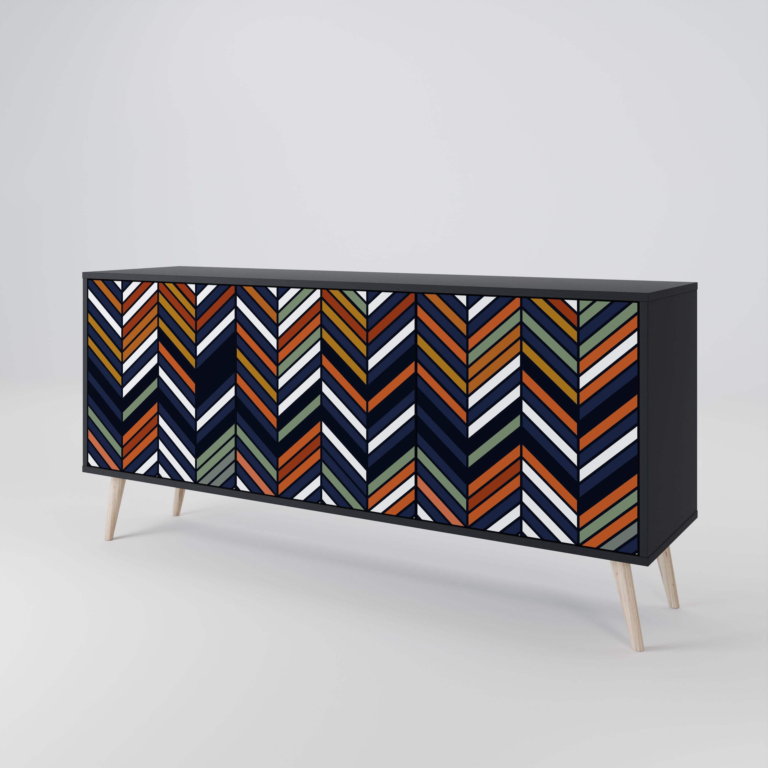 Μπουφές VIBRANT PATCHWORK με 3 πόρτες σε μαύρο φινίρισμα