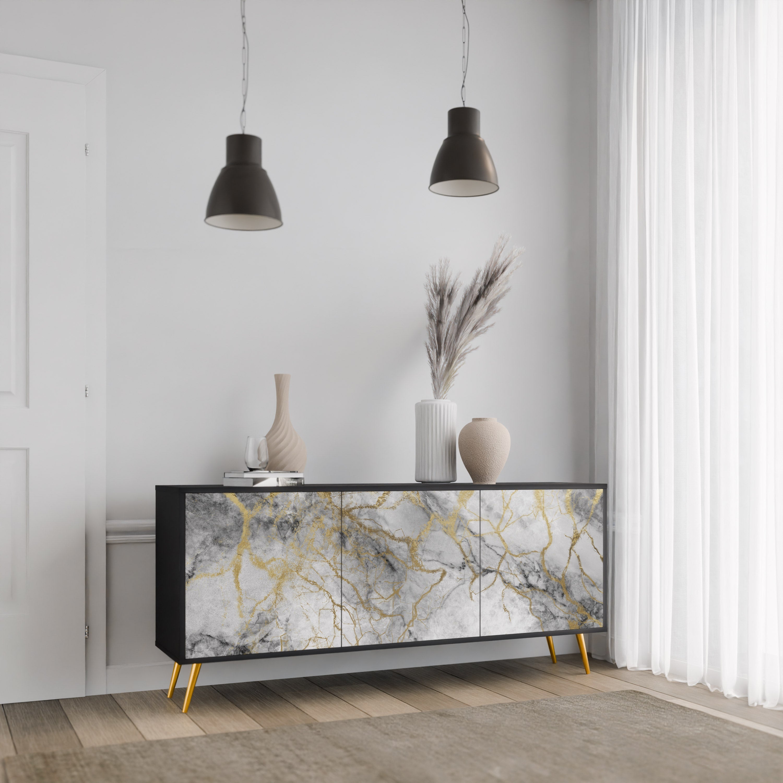 TIMELESS GLIDE 3θυρο μπουφέ σε μαύρο φινίρισμα