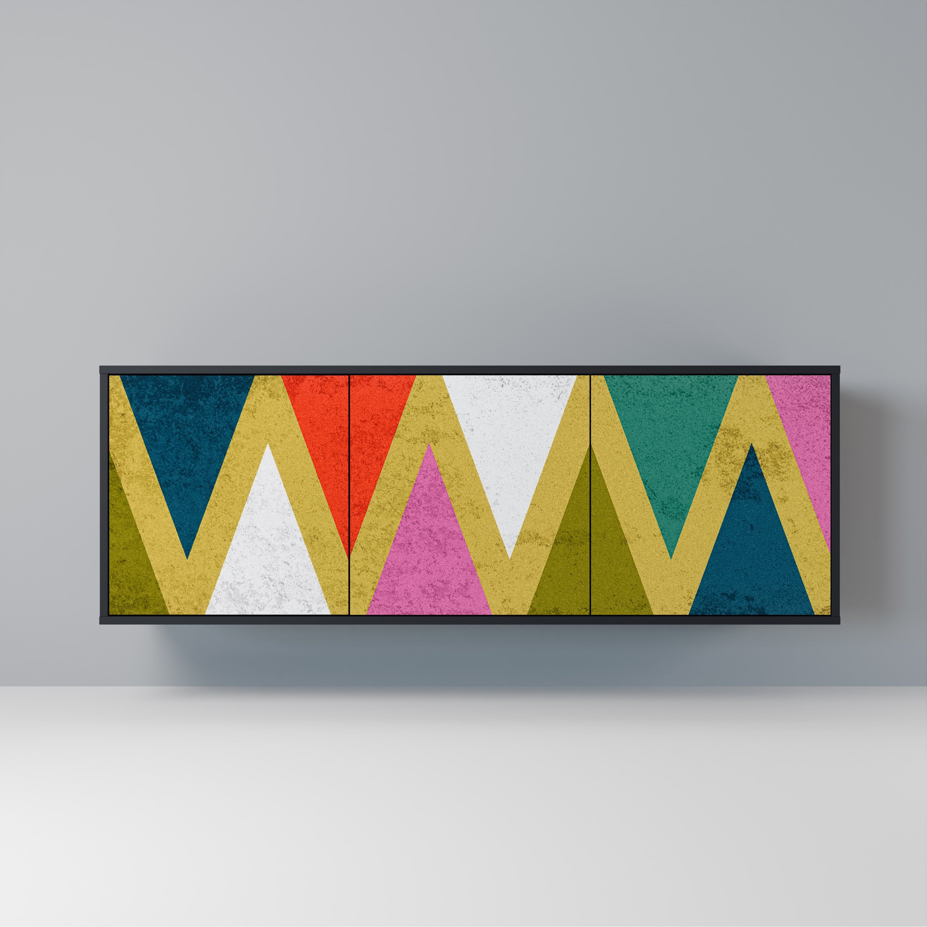 Μπουφές 3 θυρών COLORFUL TRIANGLES σε μαύρο φινίρισμα