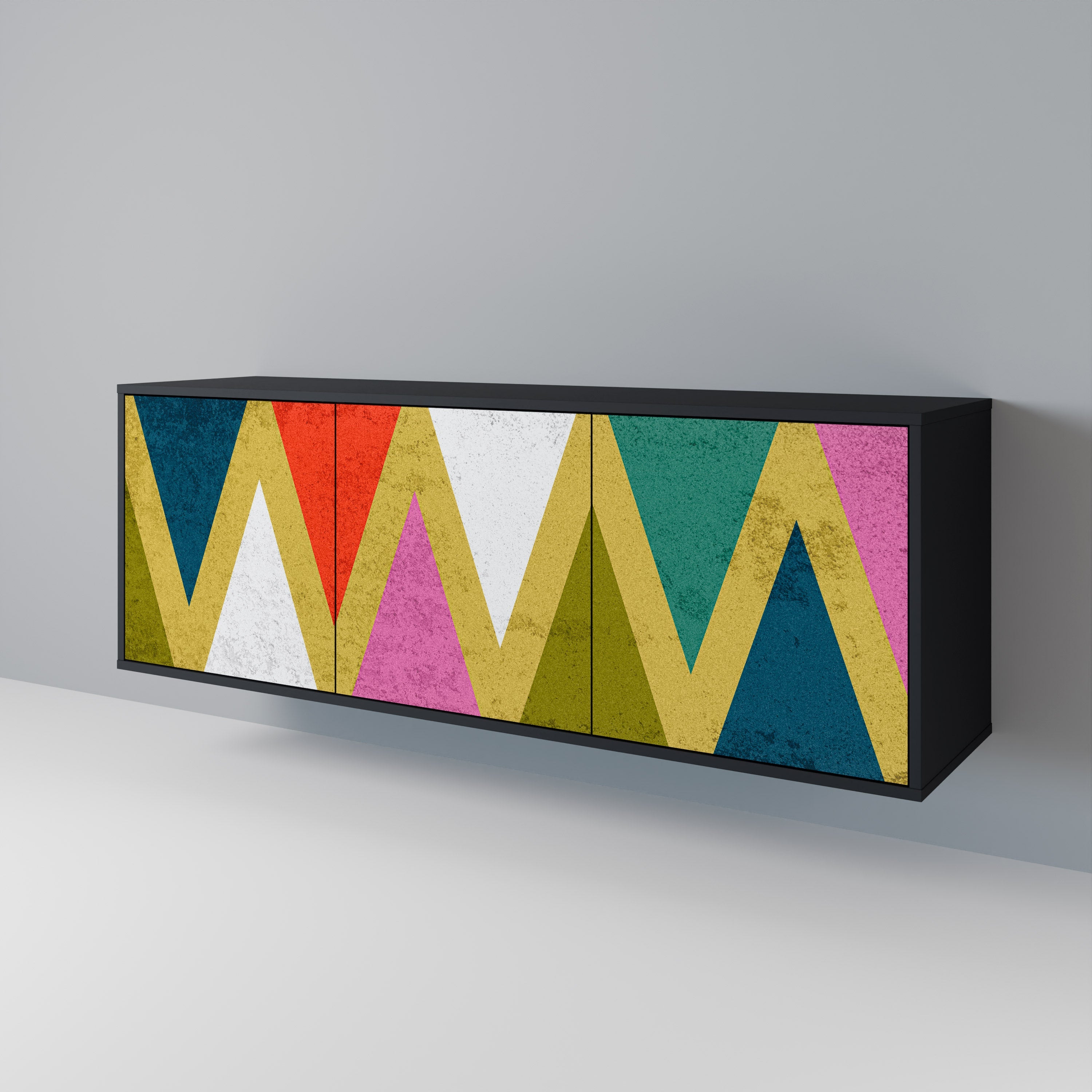Μπουφές 3 θυρών COLORFUL TRIANGLES σε μαύρο φινίρισμα