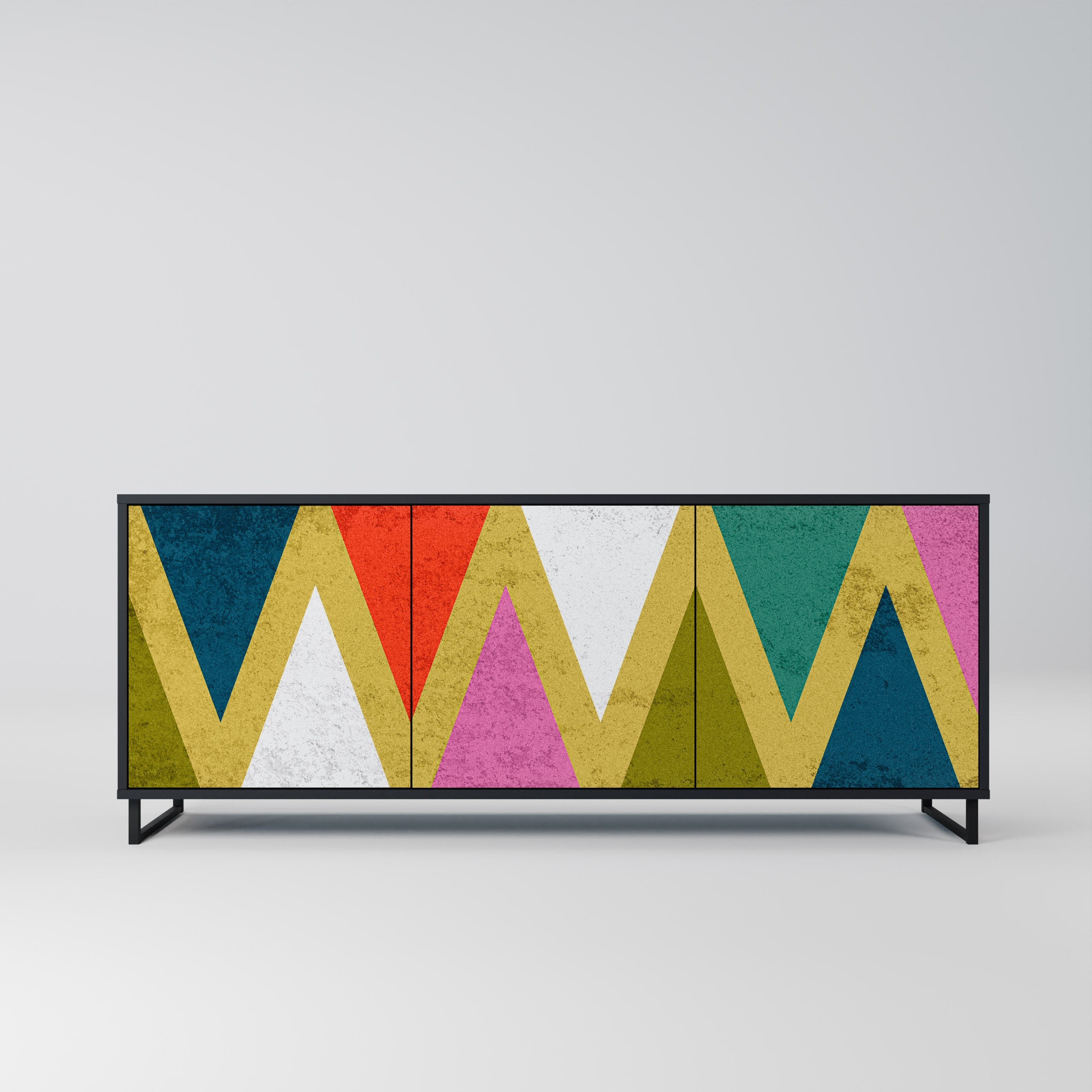 Μπουφές 3 θυρών COLORFUL TRIANGLES σε μαύρο φινίρισμα