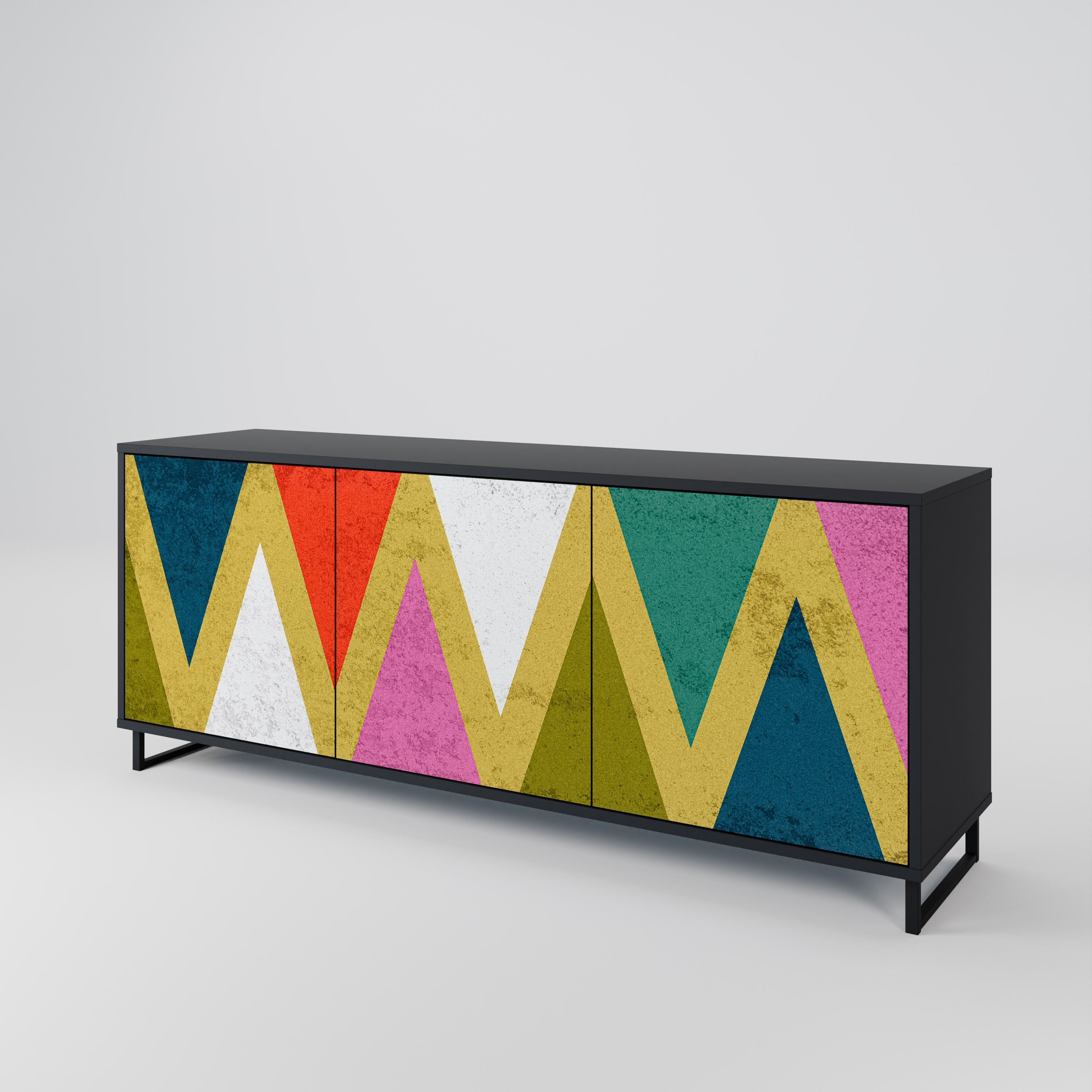 Μπουφές 3 θυρών COLORFUL TRIANGLES σε μαύρο φινίρισμα